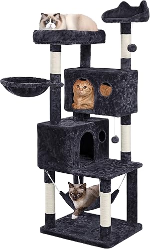Miniatura 10 de Yaheetech Árbol para gatos de varios niveles, torre grande para gatos con plataforma de condominios de 64 pulgadas, árbol para gatos medianos, rosa