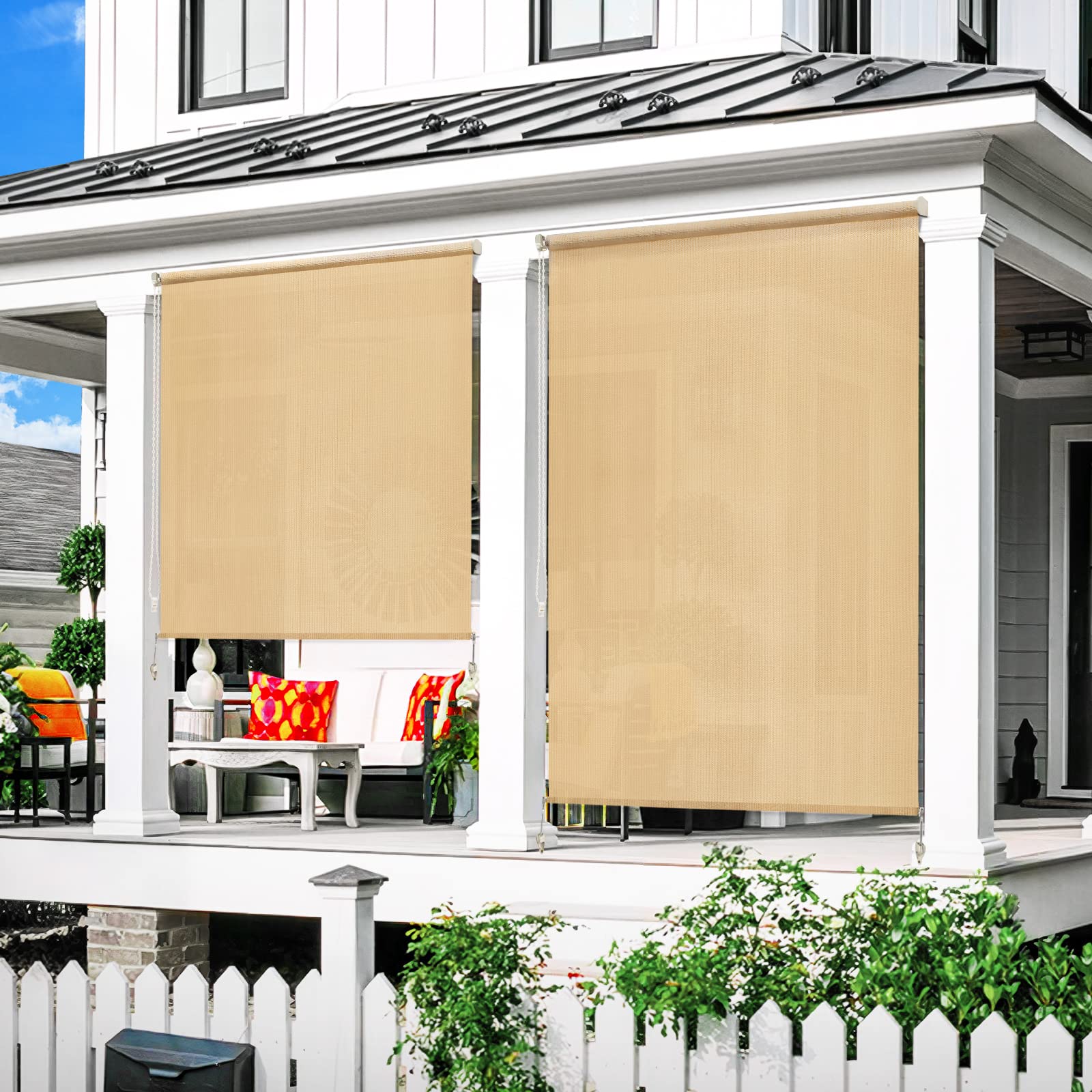 Artpuch Outdoor Roller Shade 4'(W) x6'(L) Exterior Roll Up Shade Window