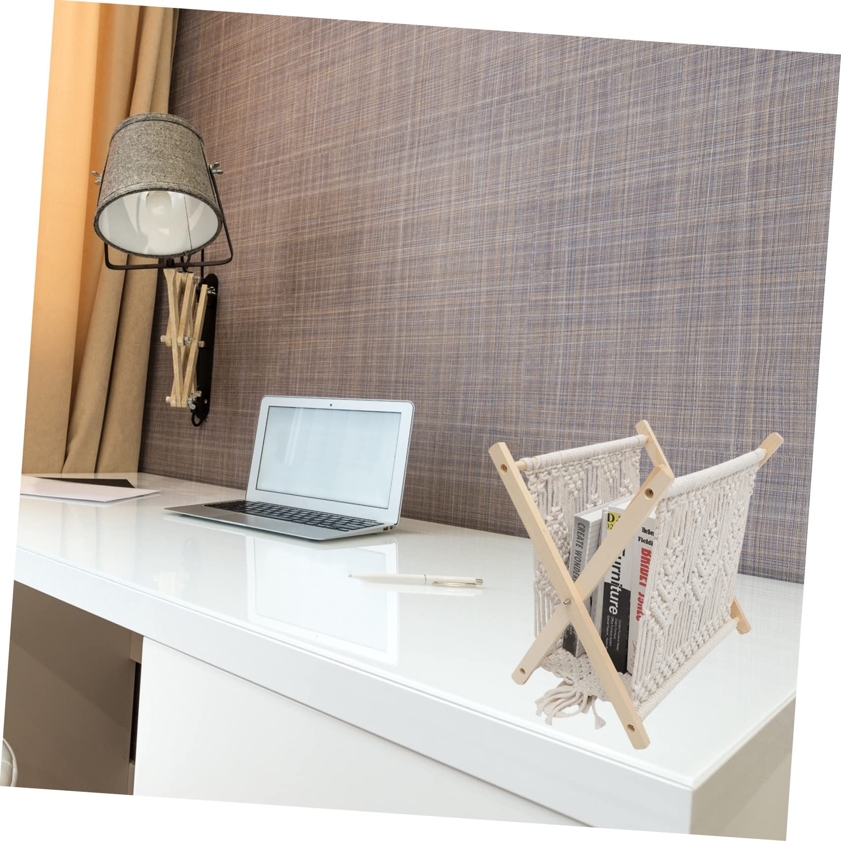 Support de Rangement Magazines Tissé en Coton Corde Beige