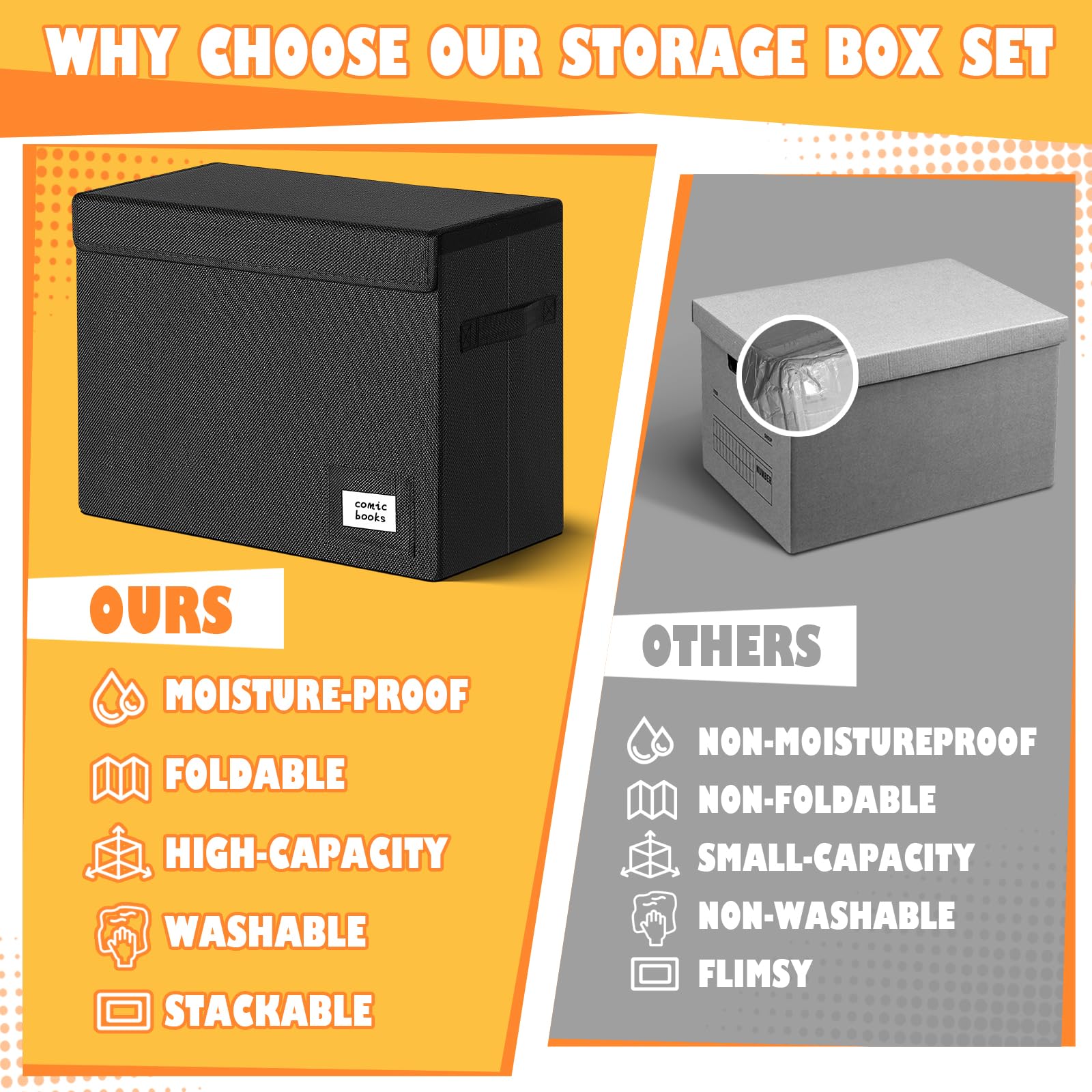 Leffis Comic Book Storage Box 15 5 X 7 5 X 11 3 Collapsible Comic Short Box with — view 5