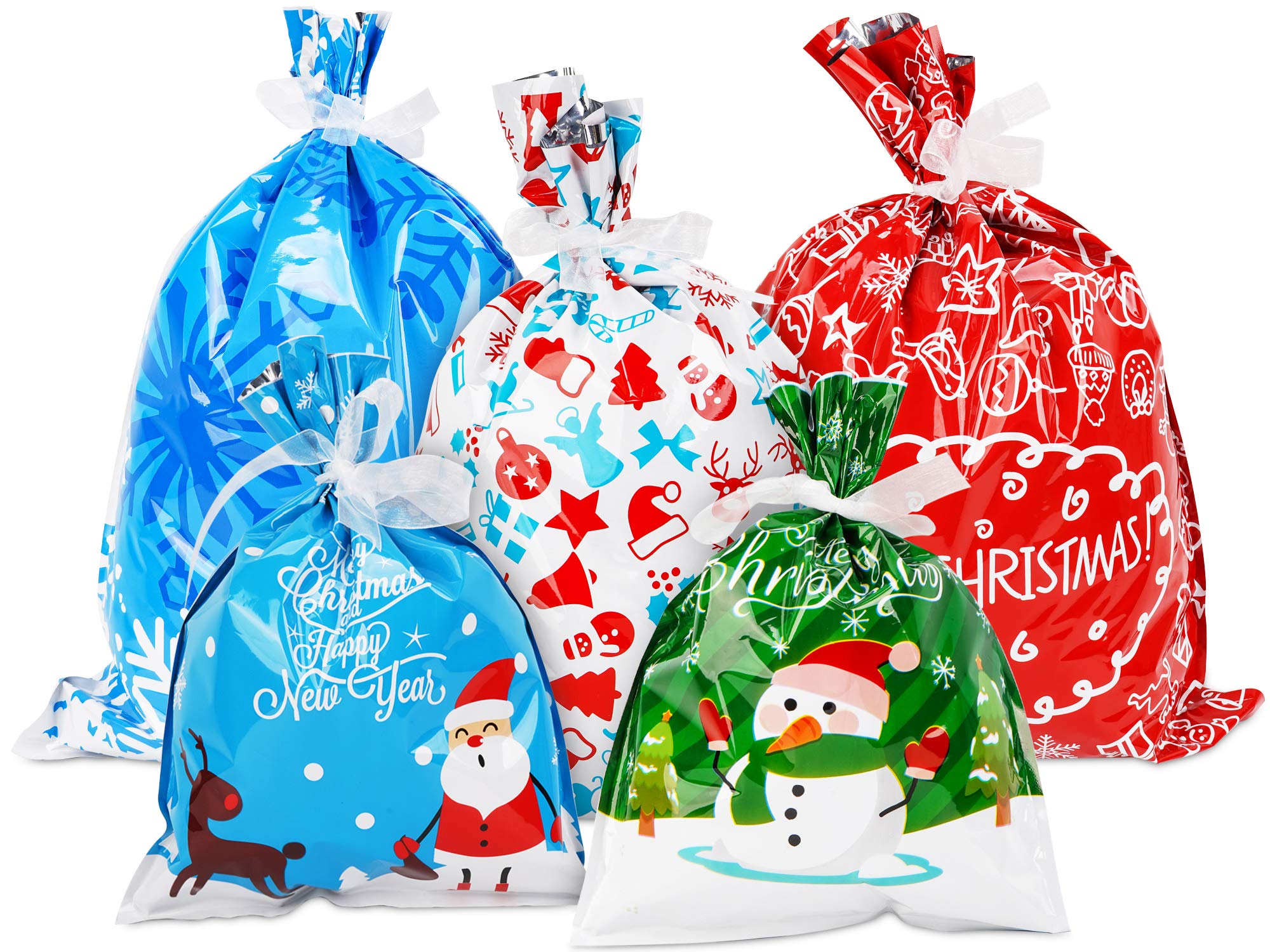 HOWAF 30 Pezzi Sacchetti Regalo Di Natale, Sacchettini Di Festa Natalizie Biscotto Caramella Borsa Di Regalo Natale Bustine Regalo Plastica Sacchettini Natalizi Compleanno Bambini