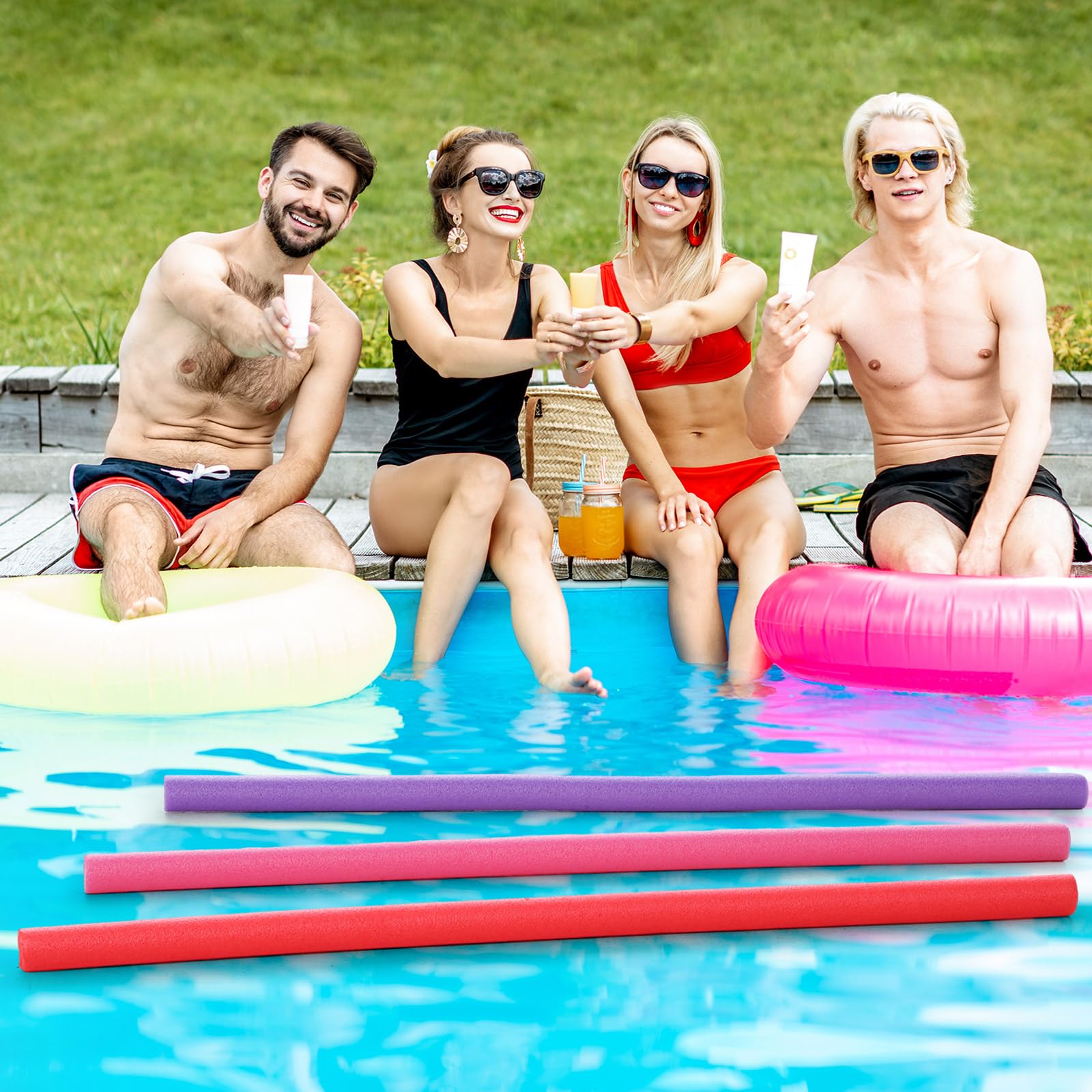 Hollowfly Fideos de piscina de espuma a granel, pequeños tubos de espuma hueca, para proyectos de manualidades, adultos, flotantes