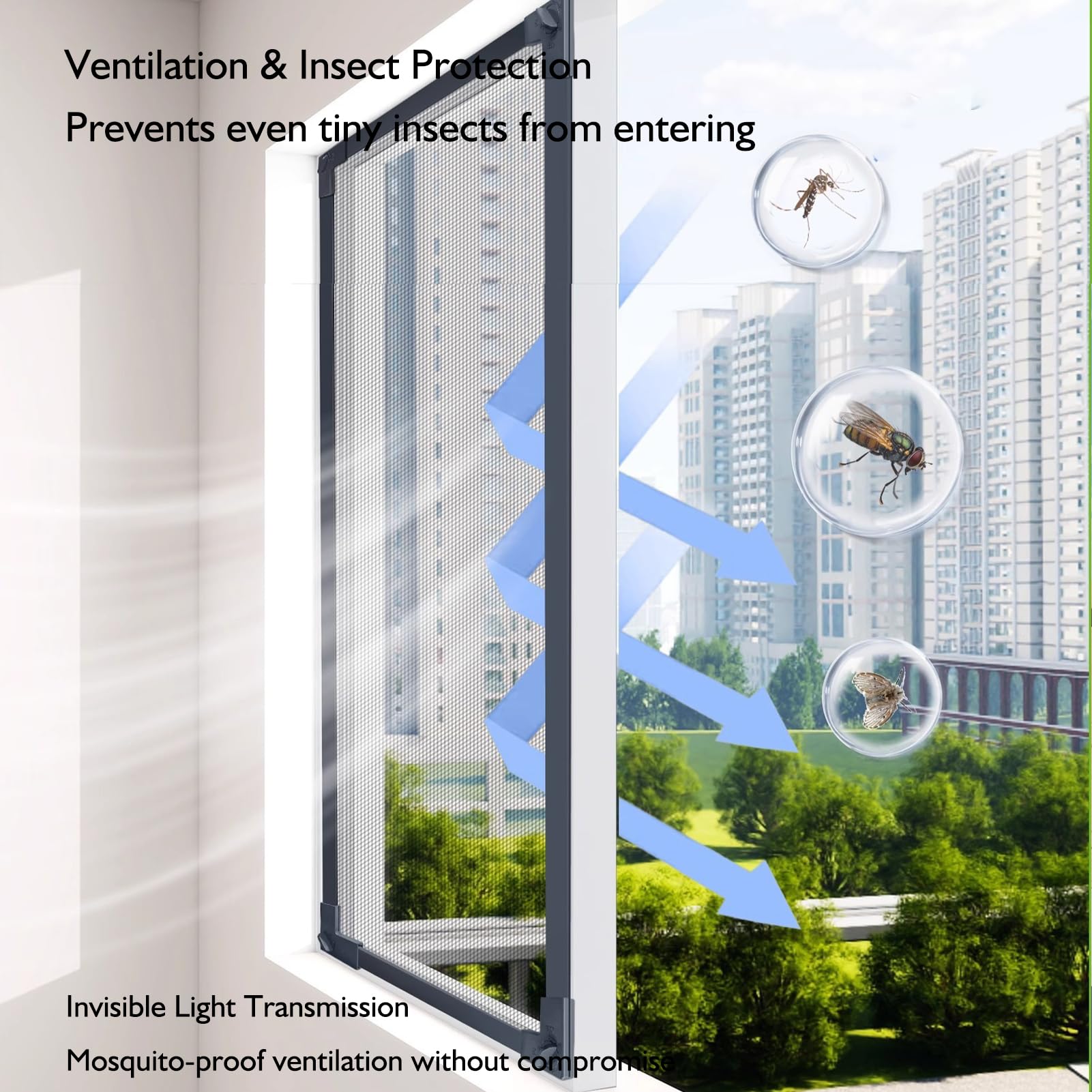 Mosquitera Magnética Ajustable para Ventana 55x135cm, Malla de Fibra de Vidrio, Imanes Autosellantes Reforzados con Marco Completo y Clips de Fijación, Kit DIY Fácil Montaje (Marrón 1,150 * 150cm)