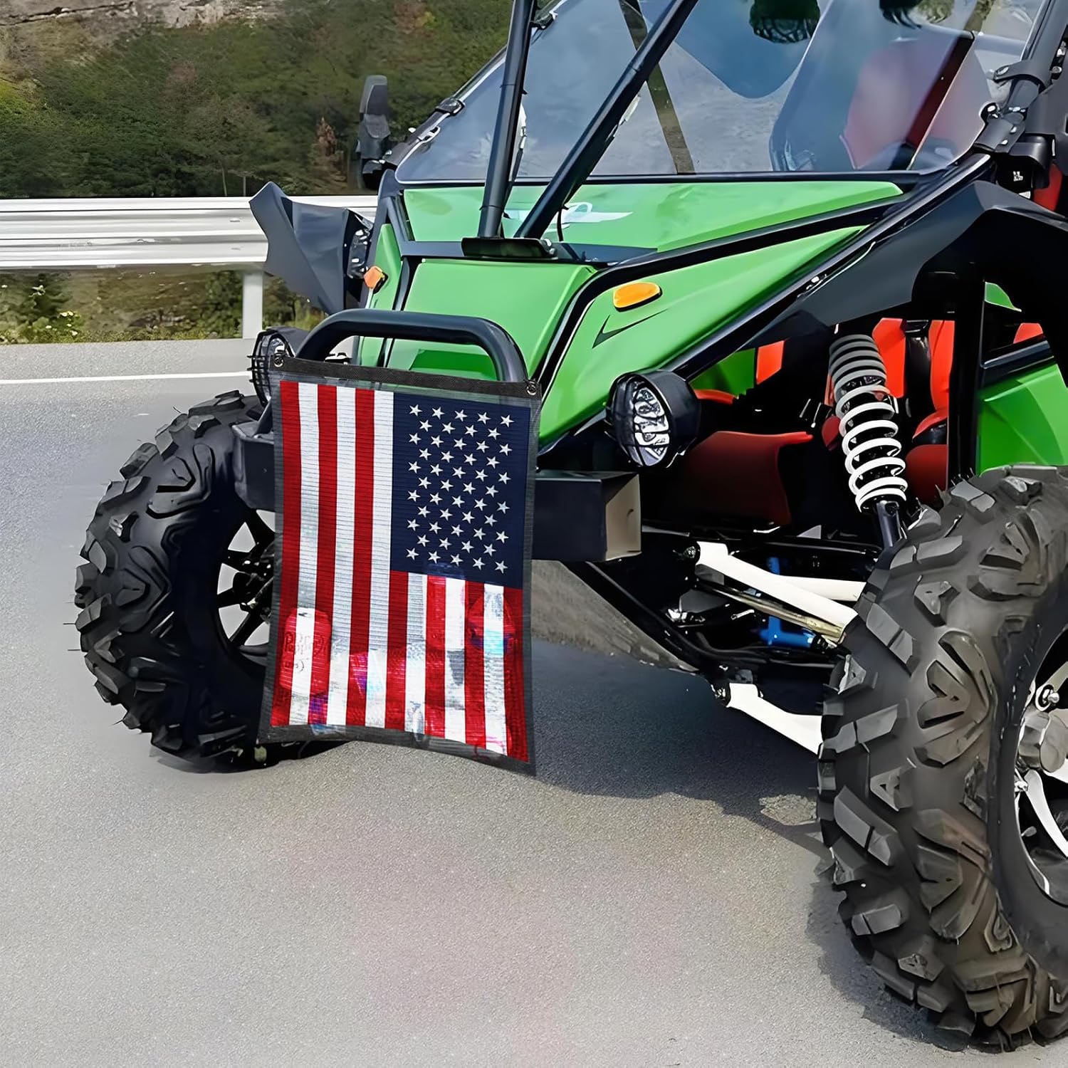 UTV ATV Trash Sack Bag Universal Compatible With CFmoto,Golf Carts,Can Am,Polaris RZR,Arctic Cat,Pioneer,Can-Am,Storage Organizer,Trash Mesh Bag,Colorful American Flag