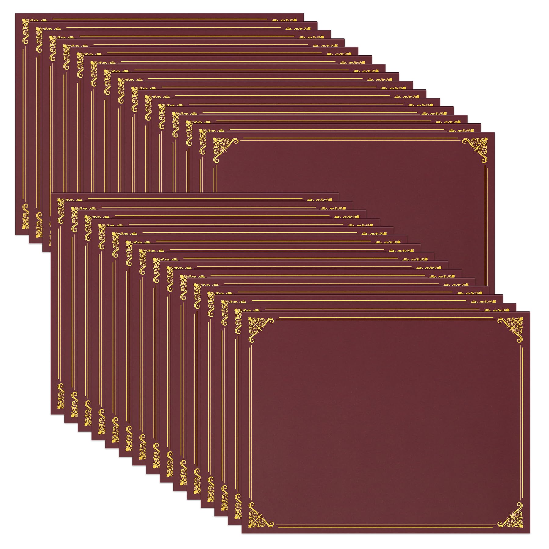 Ndsox 30 Packs Burgundy Certificate Holders, Graduation Diploma Holders, 350GSM, Diploma Covers with Gold Foil Border for Letter Size 8.5" x 11" Award Certificate Paper, Cardstocks and Documents