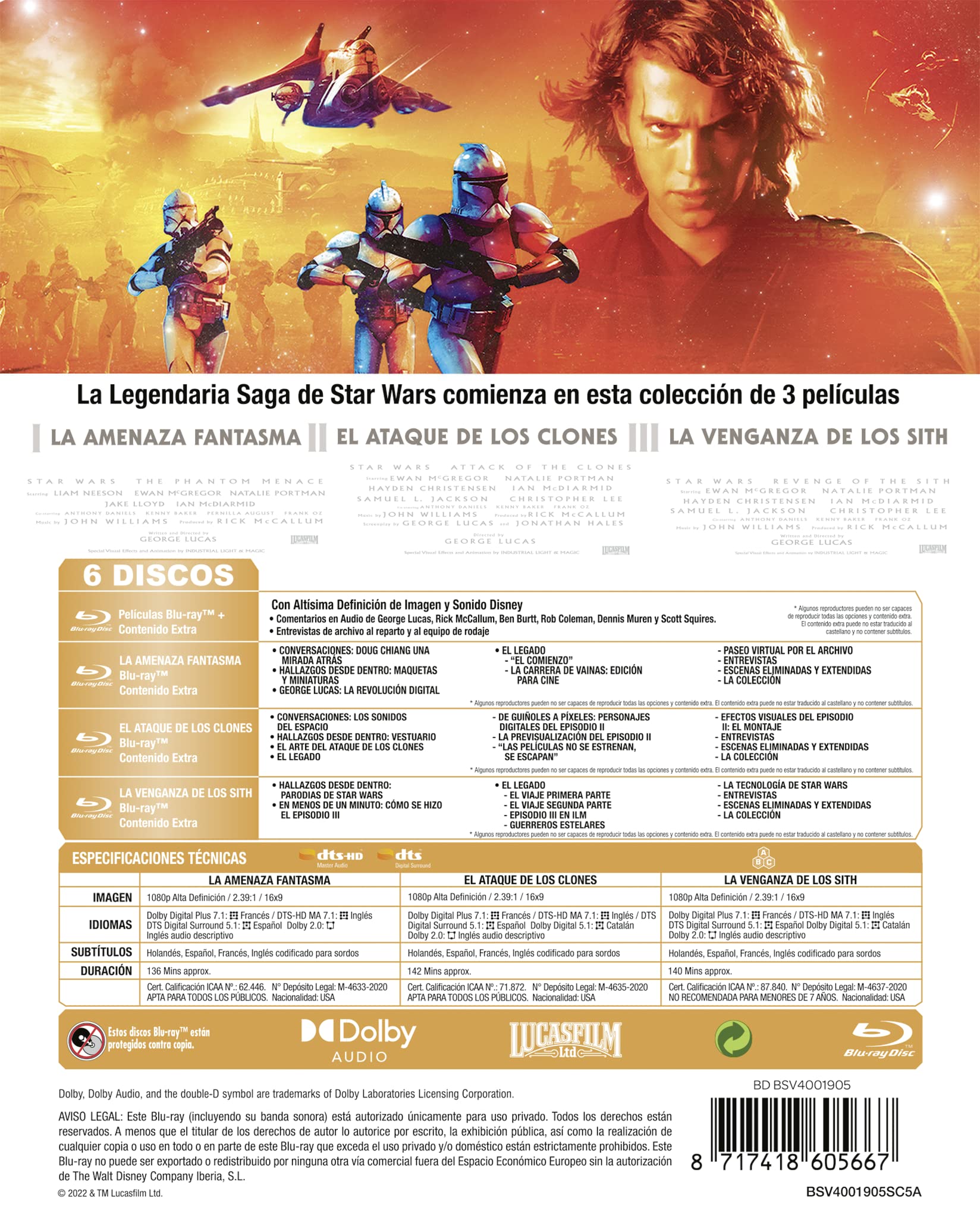 BD TRILOGIA STAR WARS EPS 1-3