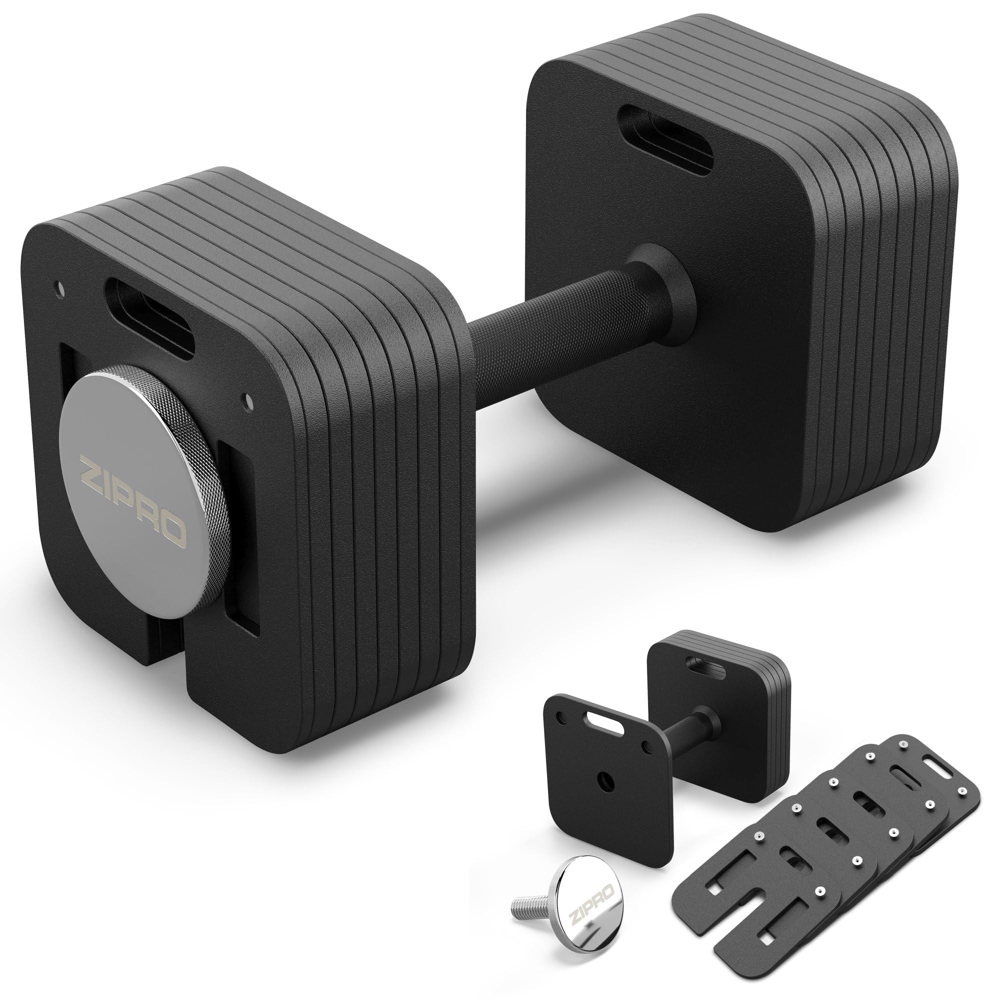 Zipro Adjustable Dumbbells, 24kg Non-Slip Square Weights with 13 Weights Included: 1x 4kg, 2x 1kg, 8x 2kg, 2x 1kg, Home Workout, Square Shape, Home Gym