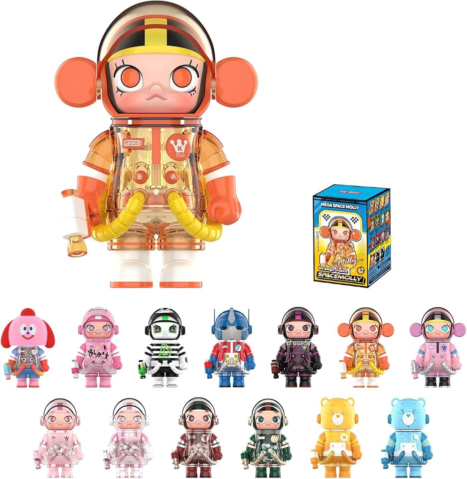 POP MART MEGA Space Molly 100% Series4 Blind Box Figures, Random Design Action Figures Collectible Toys Home Decorations, Holiday Birthday Gifts for Girls and Boys, Single Box