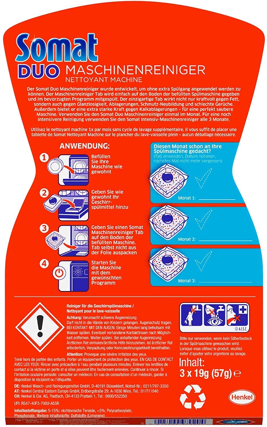 Somat Geschirrmaschinen SET + Tabs Spülmaschinen Reiniger Geschirrreinigung (1x 250 ml Intensiv Maschinenreiniger + 1x Duo Maschinenreiniger + 1x 150 Spülmaschinen-Tabs)