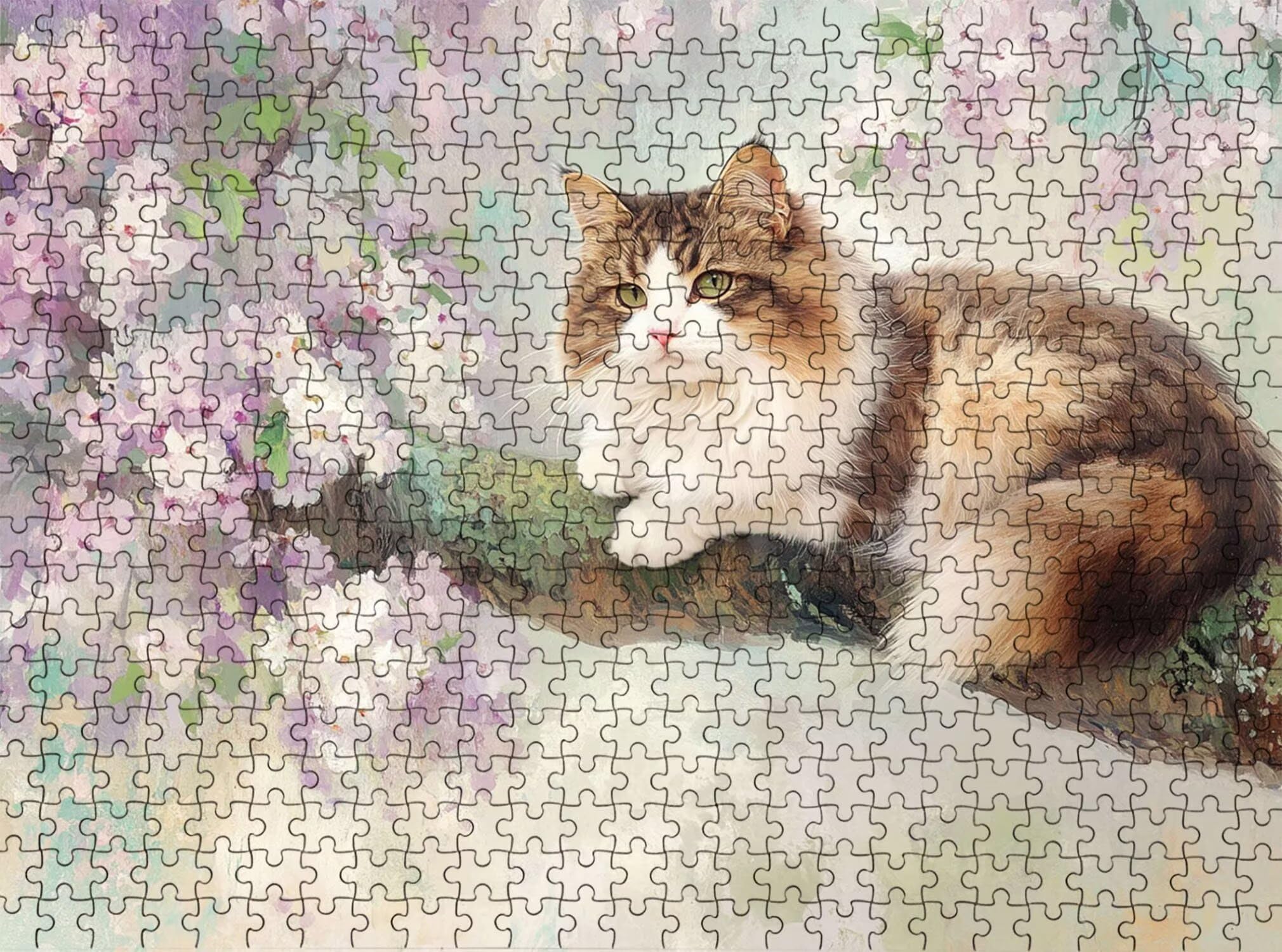 gatto Albero Puzzle 1500 Pezzi per Adulti, Puzzle in Legno - Collezione Classica con Poster Incluso - Sfida di Concentrazione e Passatempo Antistress, Gioco Educativo per Famiglia, 87 x 57 cm f0-716