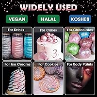 Vista 2 de NiHome Polvo brillante comestible de grado alimenticio con purpurina para decoración de alimentos, polvo metálico para bebidas, vino, bebidas