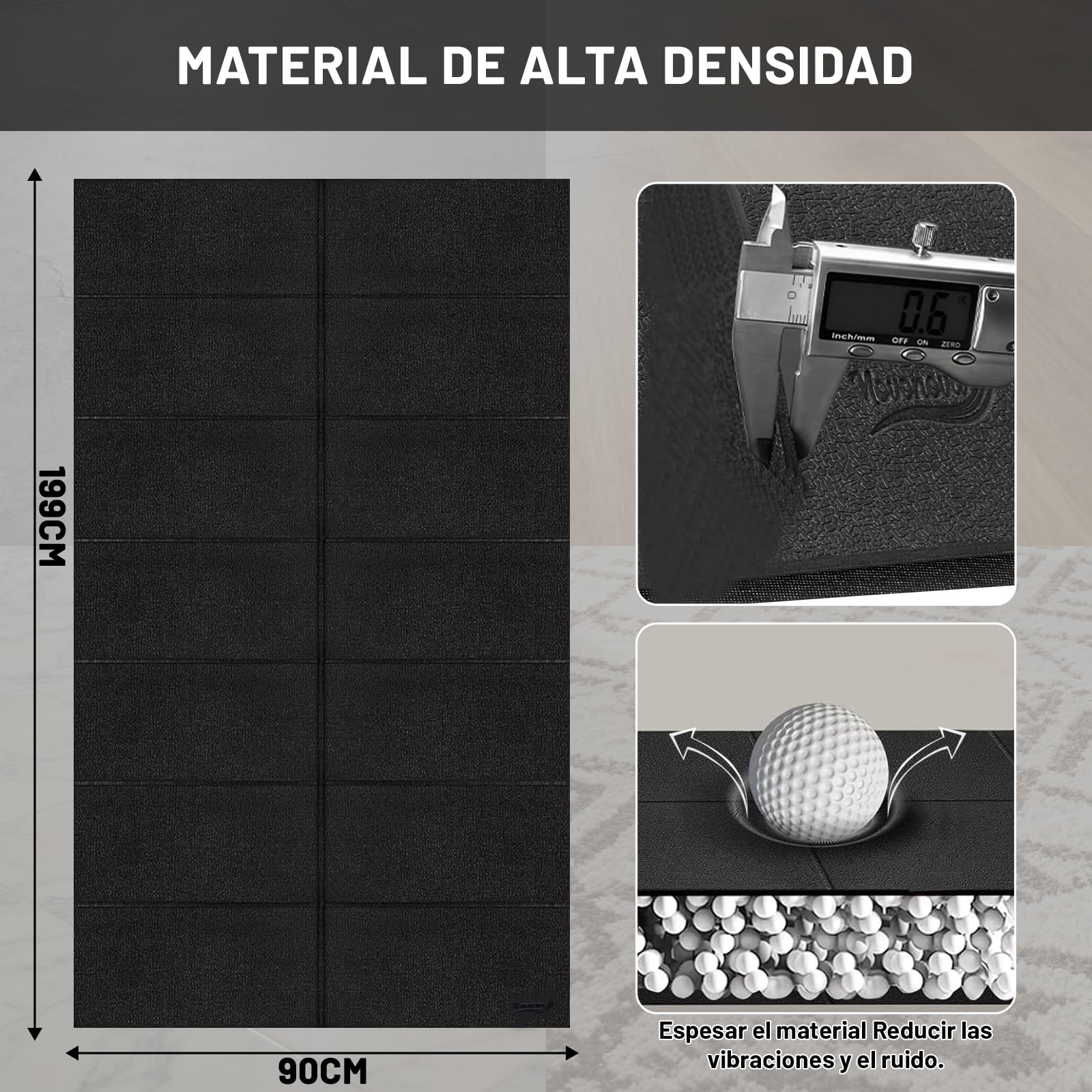 Esterilla de protección para Equipo de Ejercicio, Estera Fitness plegable 200*90cm, Suelo para gimnasio en casa 6mm para bicicletas estáticas, cinta de correr, Resistente Alfombrilla Protect
