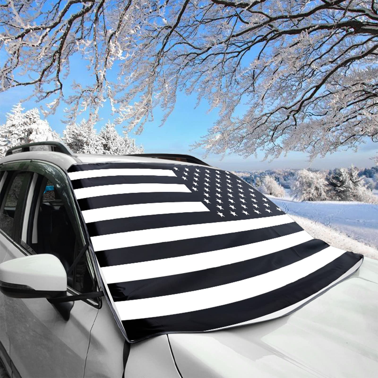 Ajxn1 Pc Car Windshield Snow Cover American Flag Design Snow