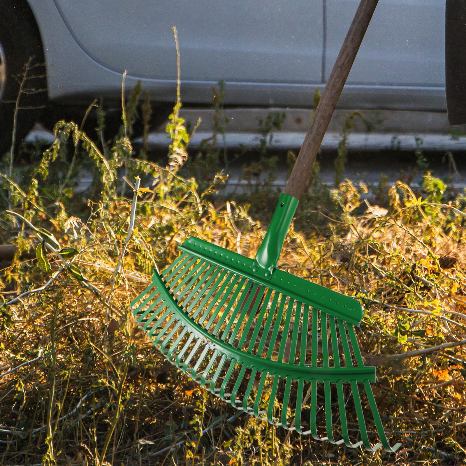 UPKOCH Handrechen aus Kohlenstoffstahl Kleiner Gartenrechen für Laub und Gras Laubharke mit 25 Zinken für Gartenarbeit im Außenbereich