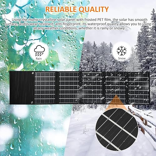 Miniatura 3 de Bolsa plegable con Panel Solar de 5 pliegues y 40 W, cargador Solar con Salida Dual USB + CC, dispositivo de carga solar plegable portátil, Fuente