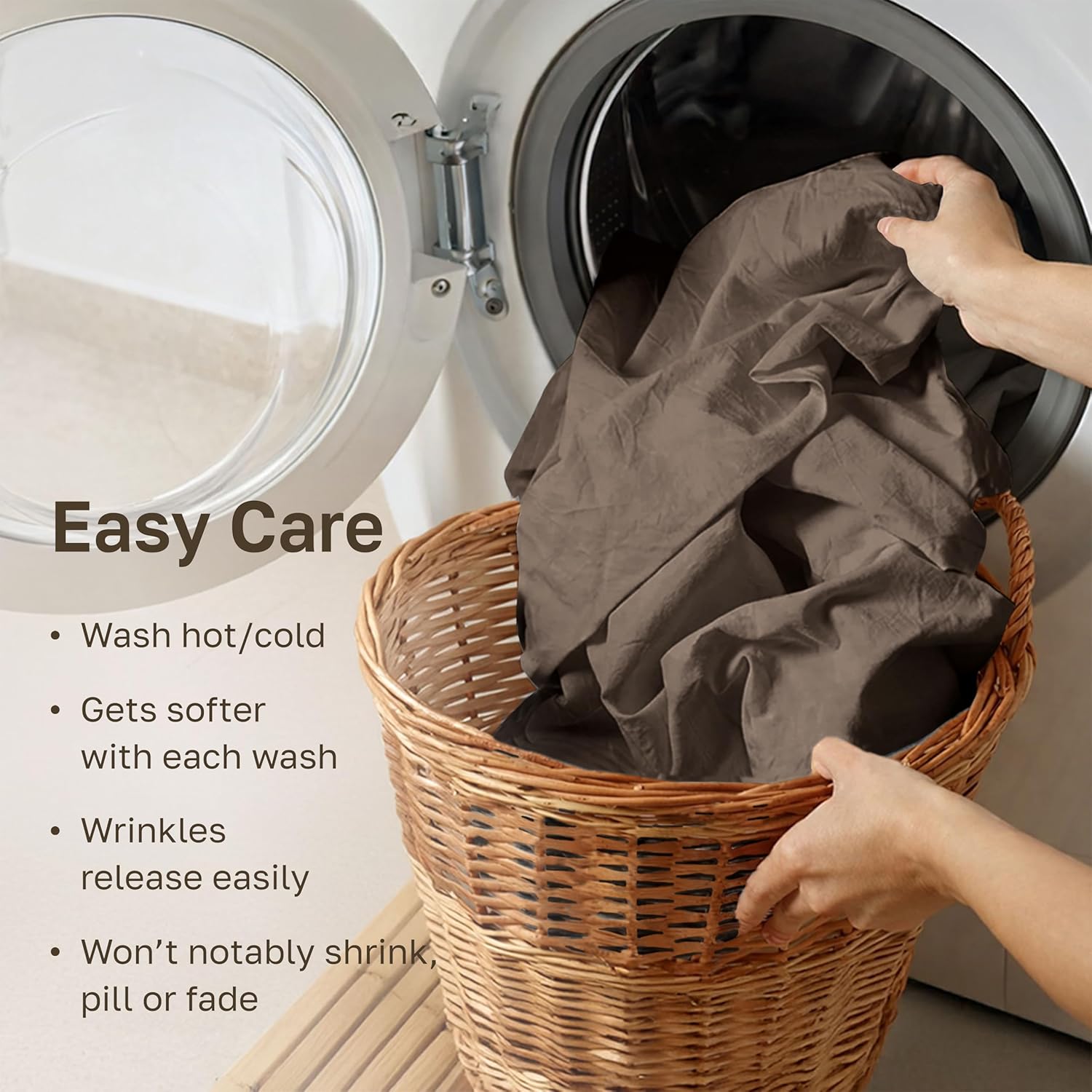 California Design Den 100% Cotton Sheet Set Queen, 600 Thread Count Sateen, Soft, Cooling Deep Pocket Cotton Sheets, Hotel-Quality Queen Sheet Set (Mushroom - Taupe Brown) - Image 7