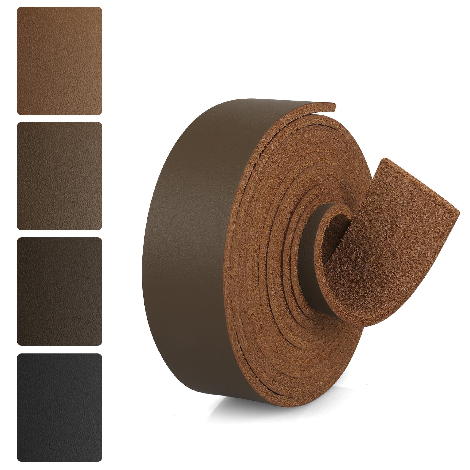 Jowlroel Top Grain Leather Strips 2mm Thick, 72" Long Premium Real Leather Straps for Crafts, Sleek Genuine Leather Cord for Shelving, Bag Straps, Belt Blanks, Drawer Pulls (Brown, 1''x72'')