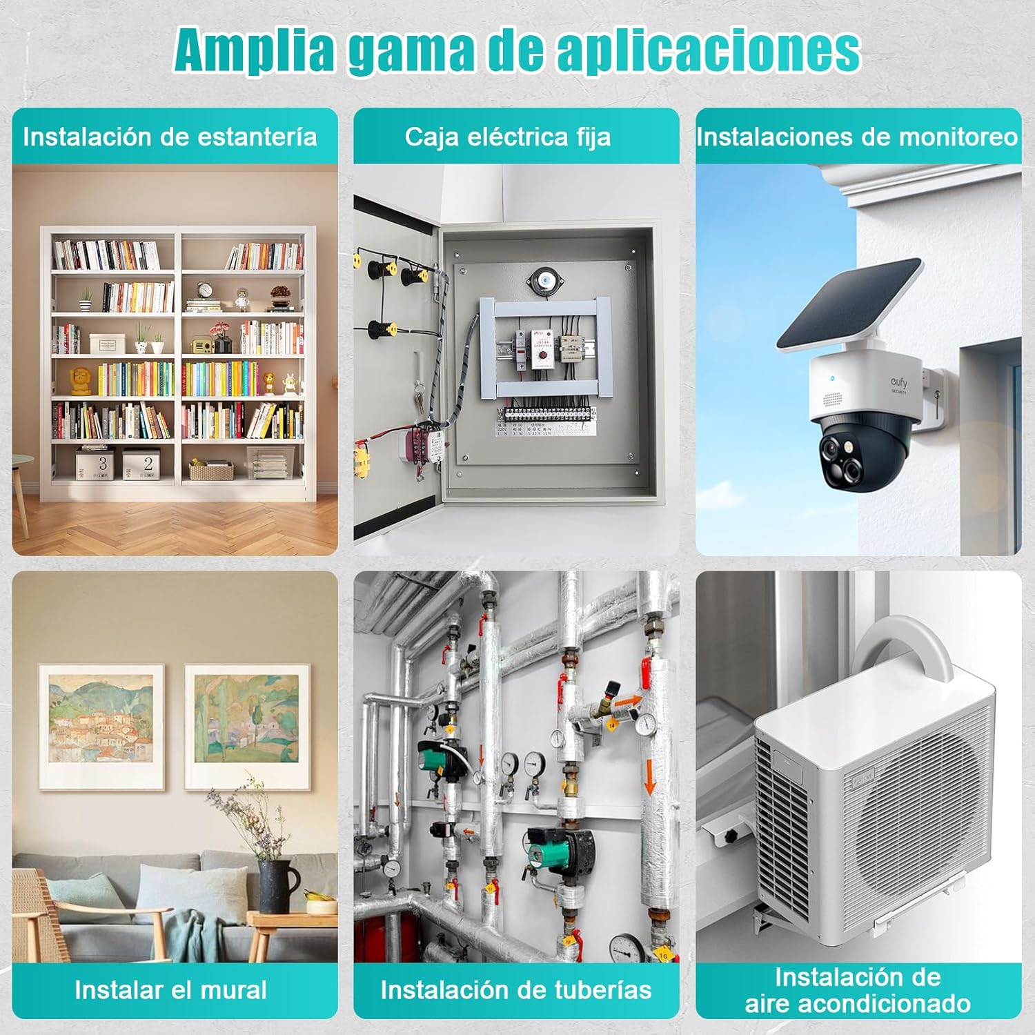 CAILESER Nail Gun applications: shelf, electrical box, monitoring, mural, pipe, AC installation