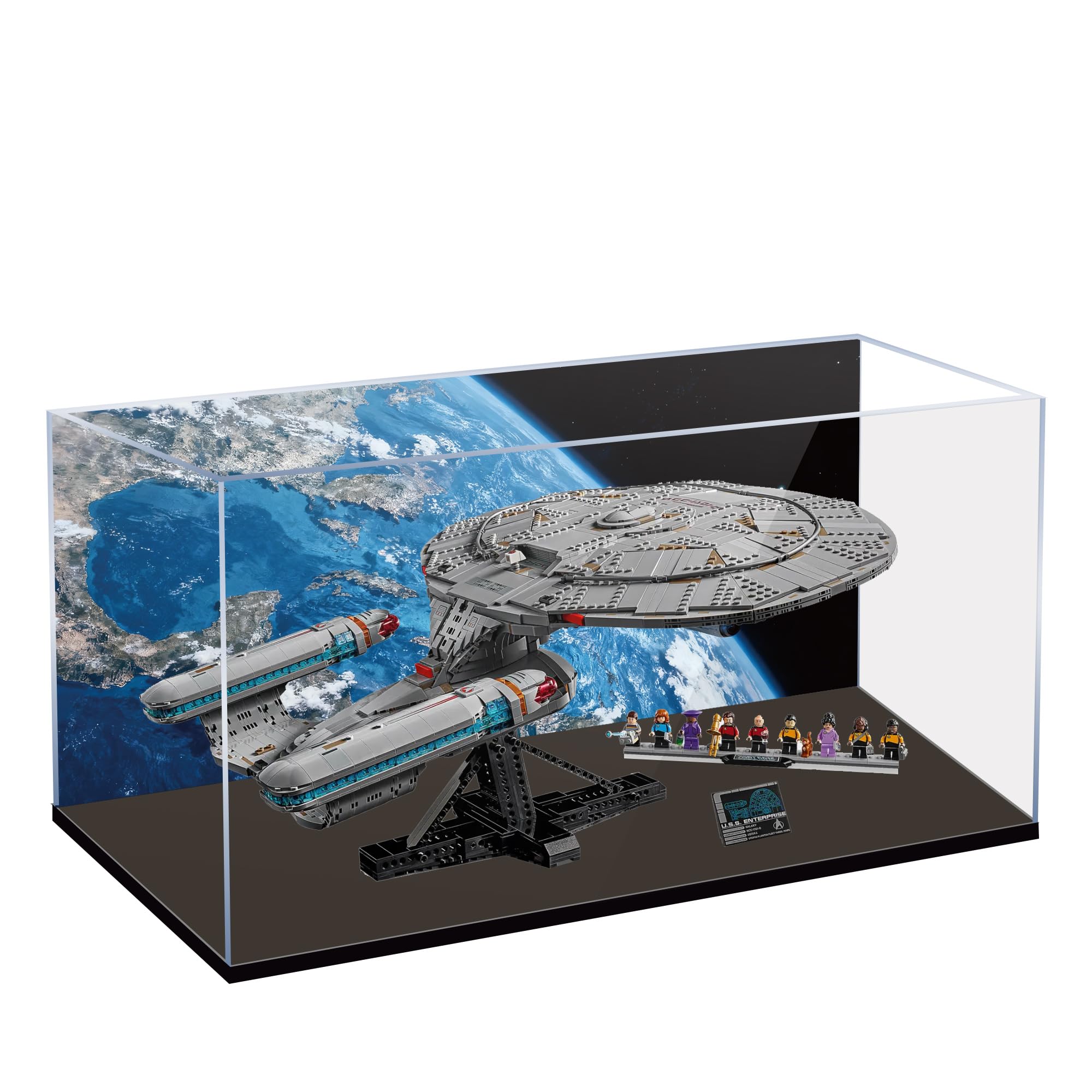 Cubeloft Clear Acrylic Display Case For Lego 10356 Star Trek Starship Enterprise Building Set, Dustproof Transparent Box - Only Display Case, Display Box Compatible With Lego 10356 (Back Spray B)