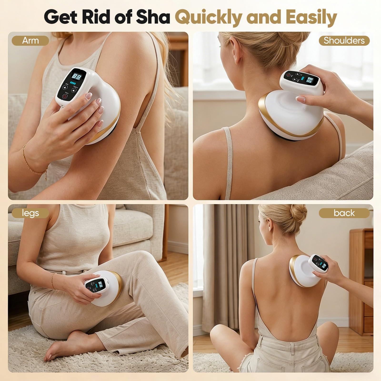 Massaggiatore Contro Cellulite 4 In 1,9 Potenza Di Aspirazione E 9 Calore, Con Coppettazione Sottovuoto E Gua Sha Elettrico, Massaggiatore Anticellulite Vacuum Favoriscono La Circolazione Sanguigna