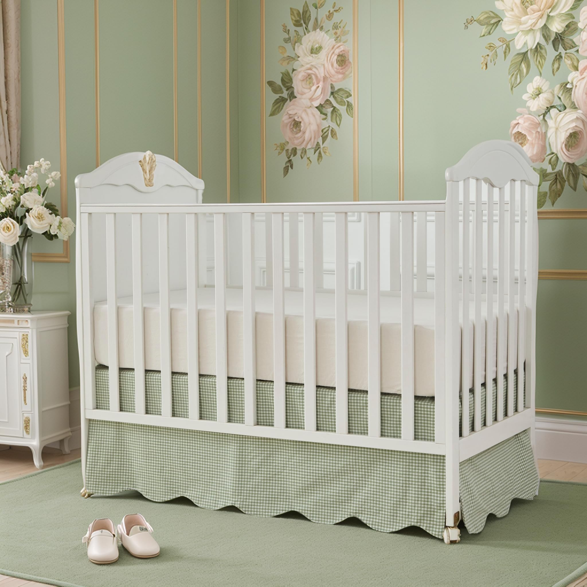 Green Gender Neutral Crib Brandream Gingham Gathered Crib Skirt