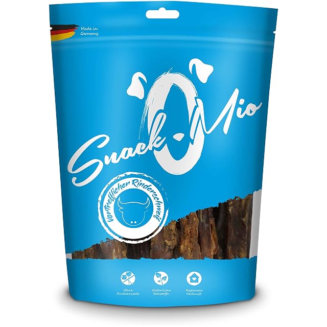 SnackOMio - Snack Premium para Perros - rabo de Ternera excelente, sin Cereales, 1 Pack (1 x 1kg)