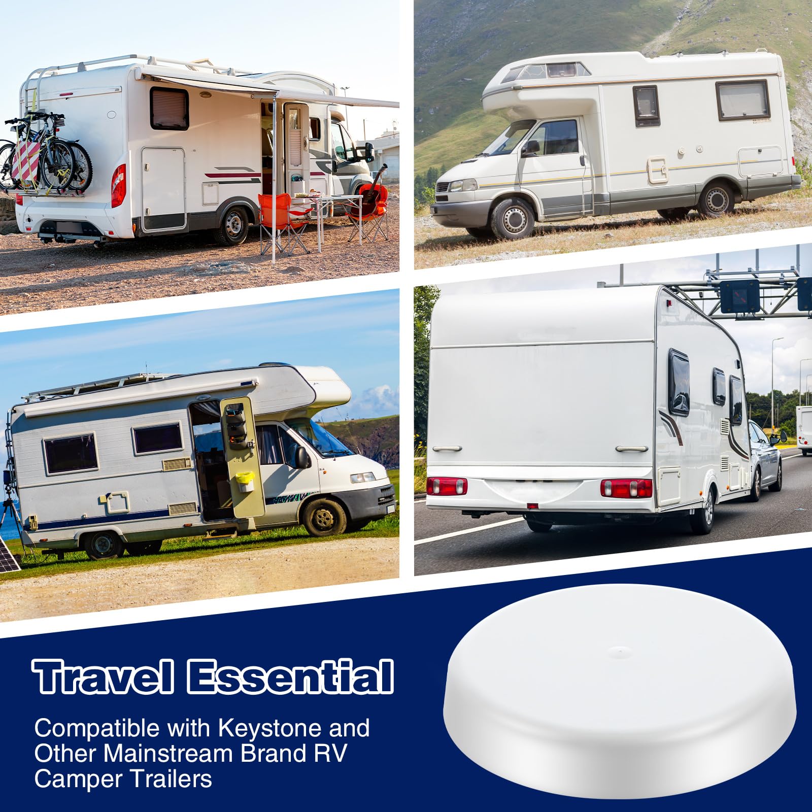 Tapa de ventilación de hongos para techo de caravana, cubierta de ventilación de hongos para caravana, protector de agua de ventilación de RV, compatible con la mayoría de remolques de camping