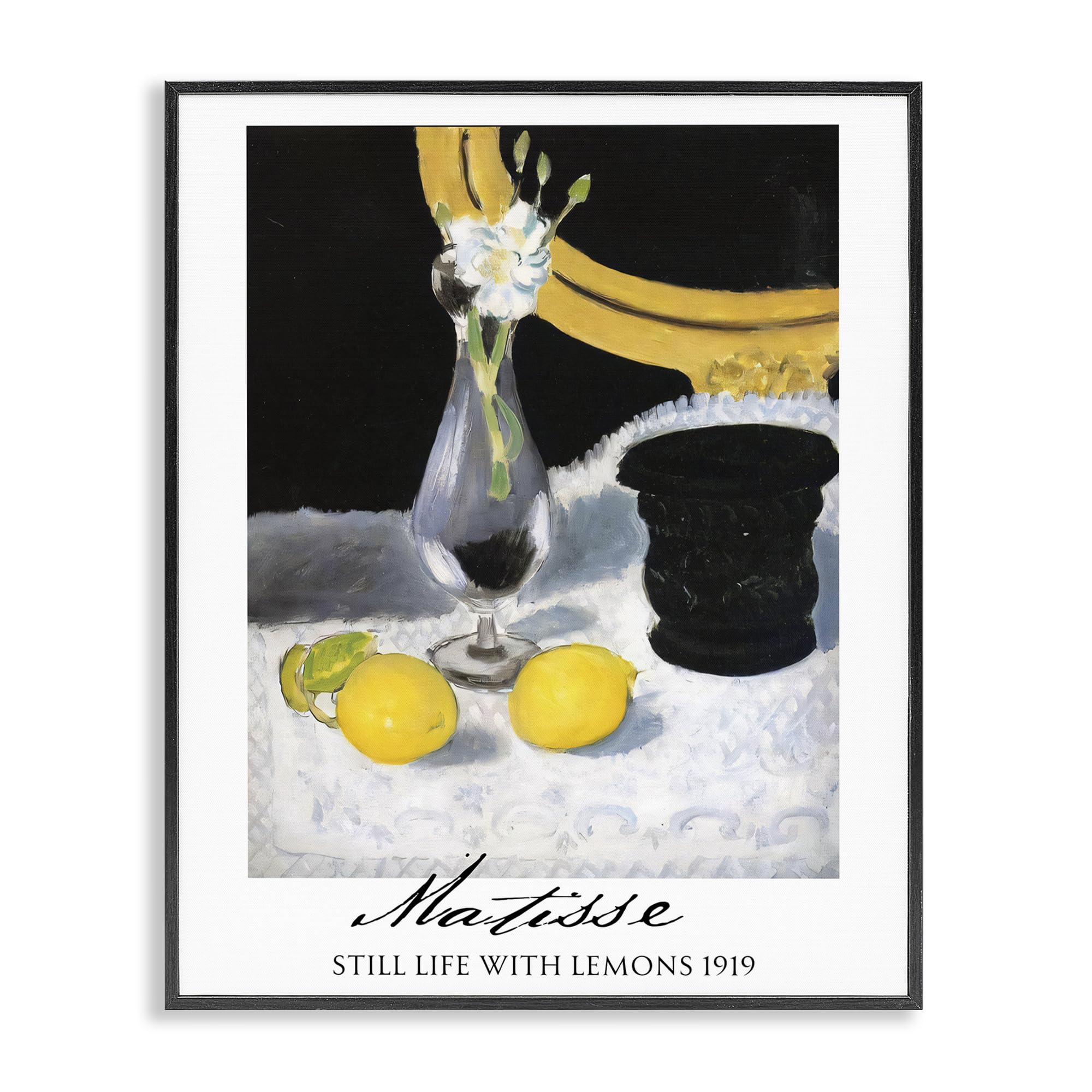 Stupell Industries Midnight Black (Textured) 'Matisse Still Life Lemons'| Framed Giclee Art