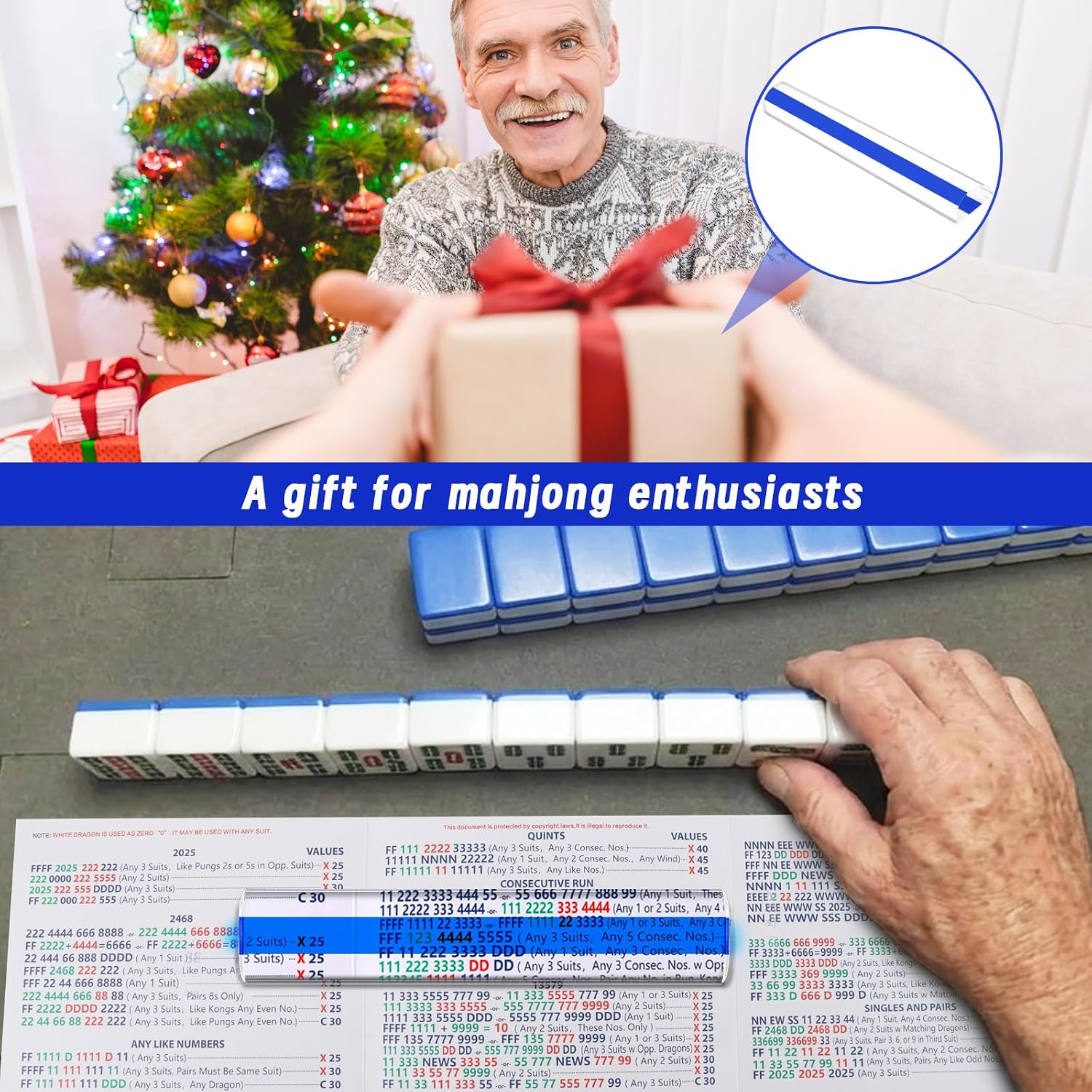 8" Magnifying Ruler Bar for Reading, 2X Line Magnifier with Guiding Line for Reading Small Prints, Bible, Books, Instructions, Cross Stitch Patterns and Small Print (Blue Thick line)