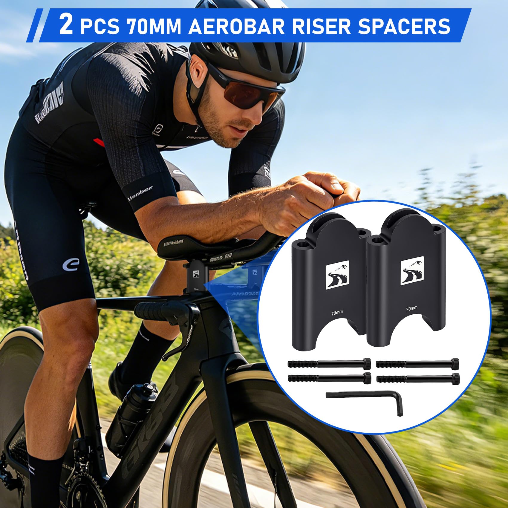 Aerobar Bracket Riser Kit für Profildesign, Höhenverstellung für T+ Carbon, T+ Aluminium, ZBS, Sonic Ergo, Supersonic Ergo, J2/J3/J4 & Subsonic Halterungen, 31,8 mm Klemme, inkl. M5 & M6 Schrauben