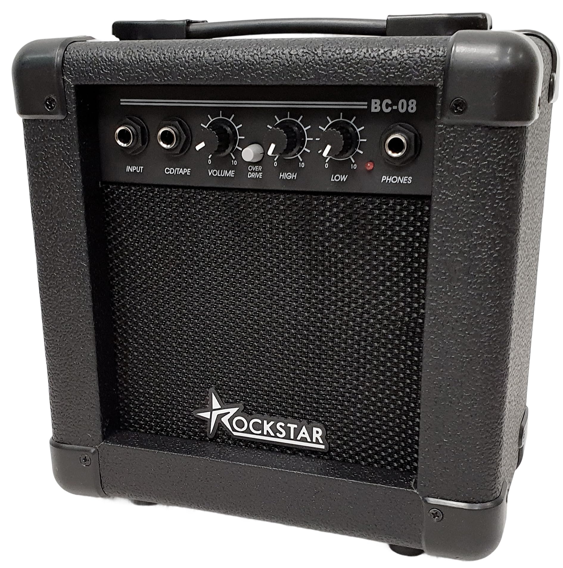Rockstar - Amplificador de Guitarra Eléctrica BC08-0357 | 10W Potencia | Altavoz 5" Full Range | Canales Clean y Drive | Salida Auricular, Entrada Auxiliar CD/Tape