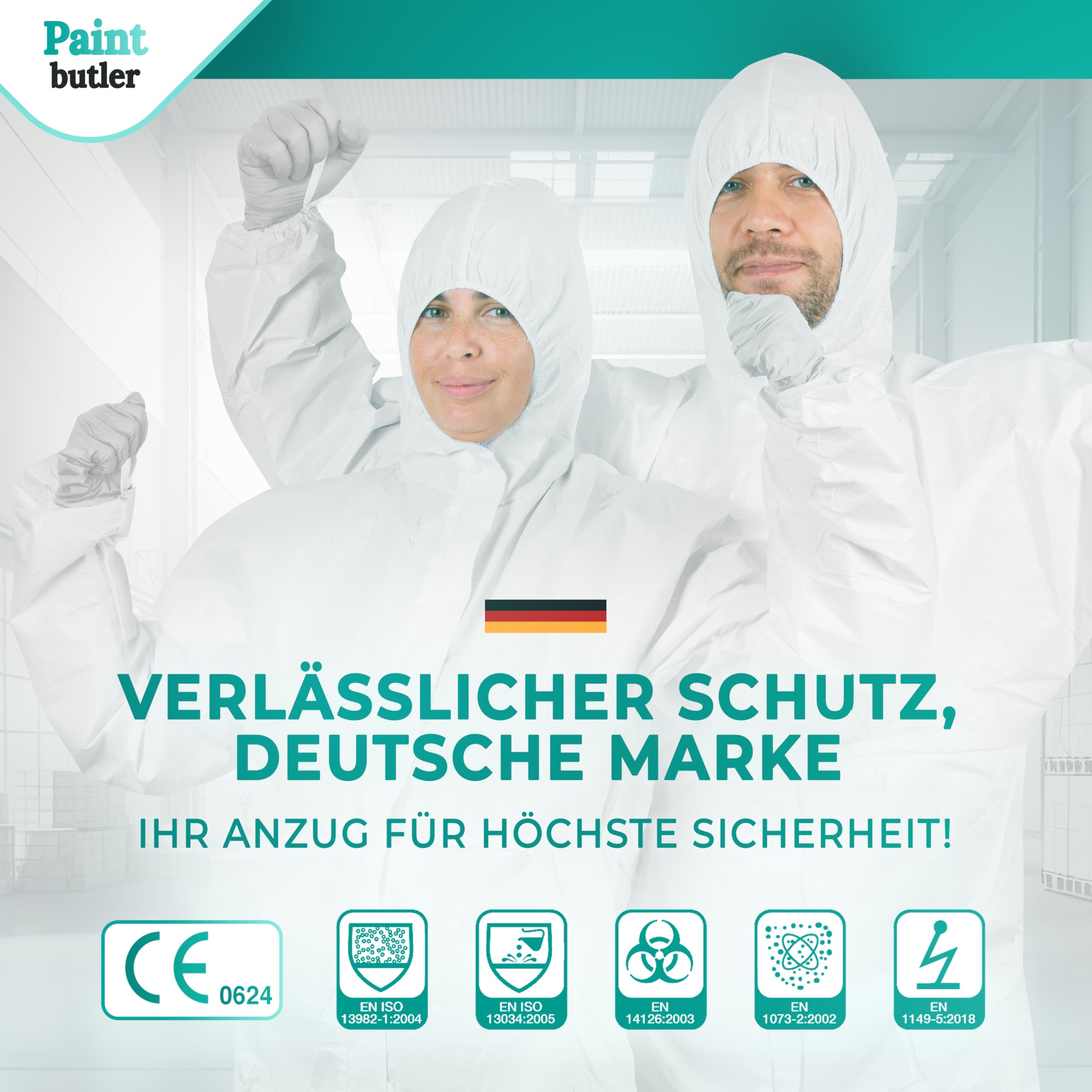 Pro - 5x Chemikalien-Schutzanzug mit Kapuze - Kat III Typ 5B & 6B - Industrie-Schutzkleidung, mikroporöser Einweg-Arbeits-Overall, Robust 60gsm, Partikeldicht (XL)