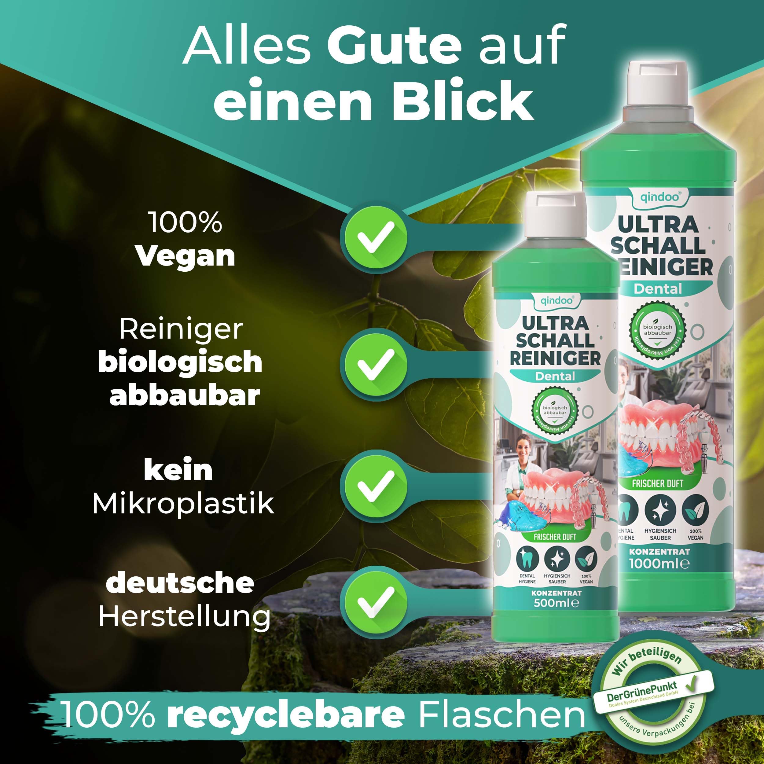 Prothetik & Dental Ultraschallreiniger Konzentrat, Effektive Reinigung für Dentalprodukte, Ultraschall Dentalreiniger, Zahnprothesen (3 Liter)