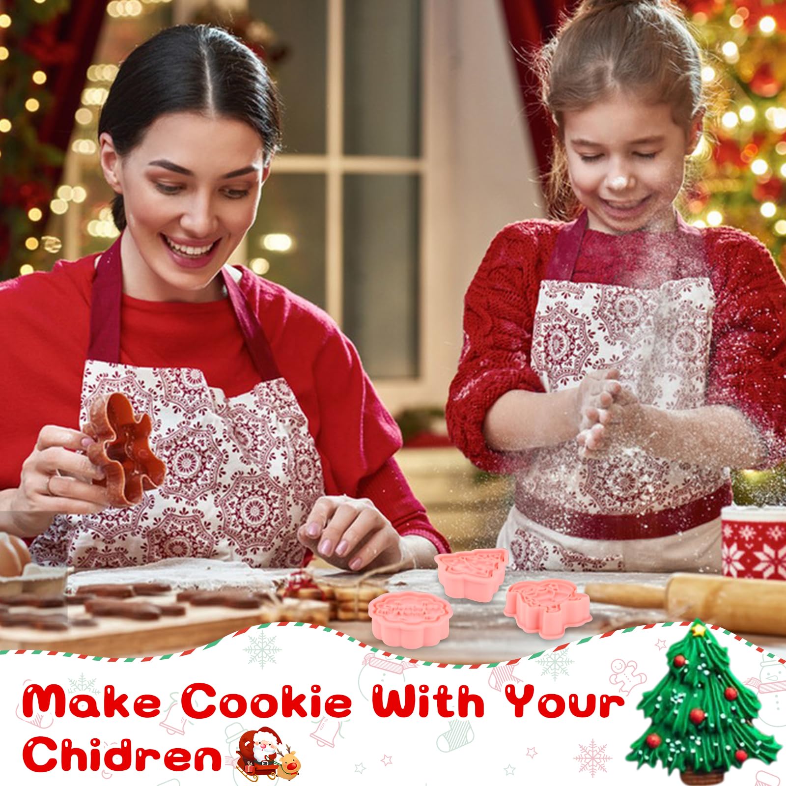 8pcs Forine per Biscotti Natalizi, Tagliabiscotti 3D Natale Set