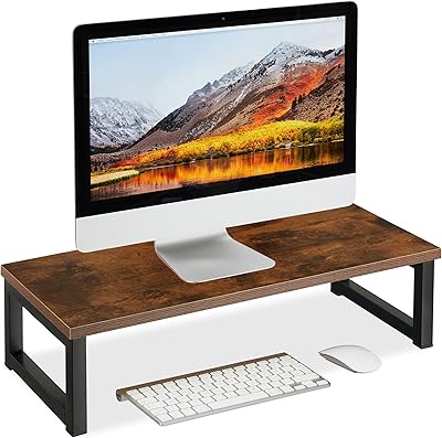 Relaxdays support moniteur métal large bureau