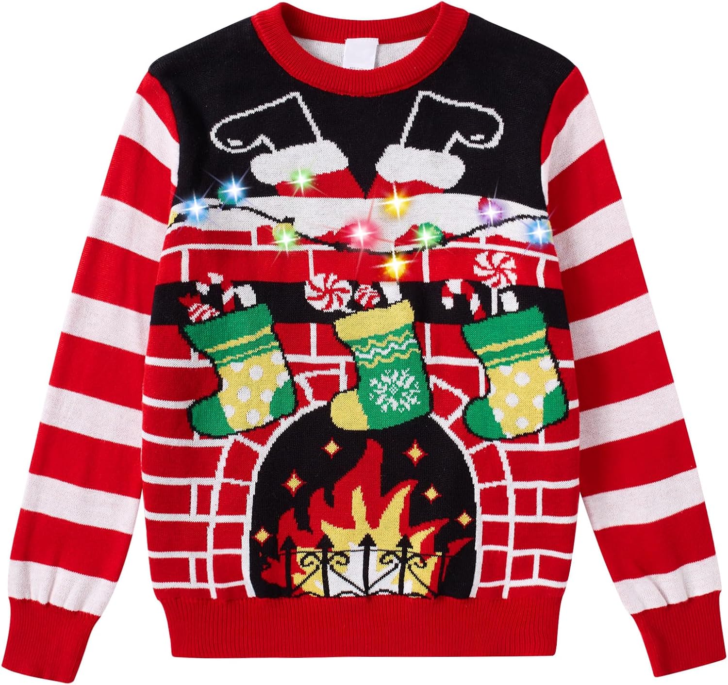 Ahegao Kids Christmas Sweater Xman Graphic Sweatshirts LED Light Up Knitted Pullover for 7-14Y