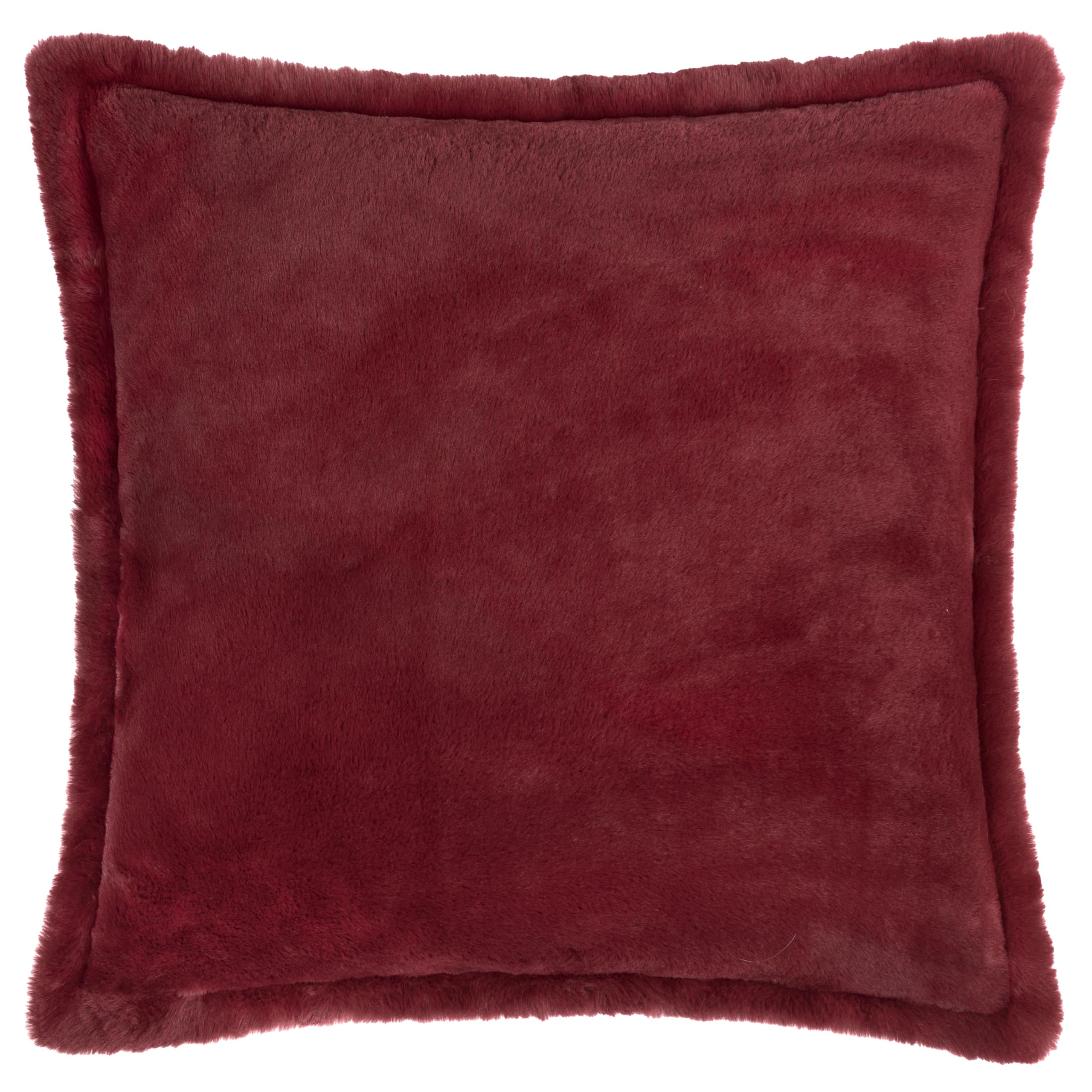 furn. Kallu Faux Fur Polyester Filled Cushion – Soft Fluffy Decorative Cushion with Oxford Edge (Berry - 45x45cm)