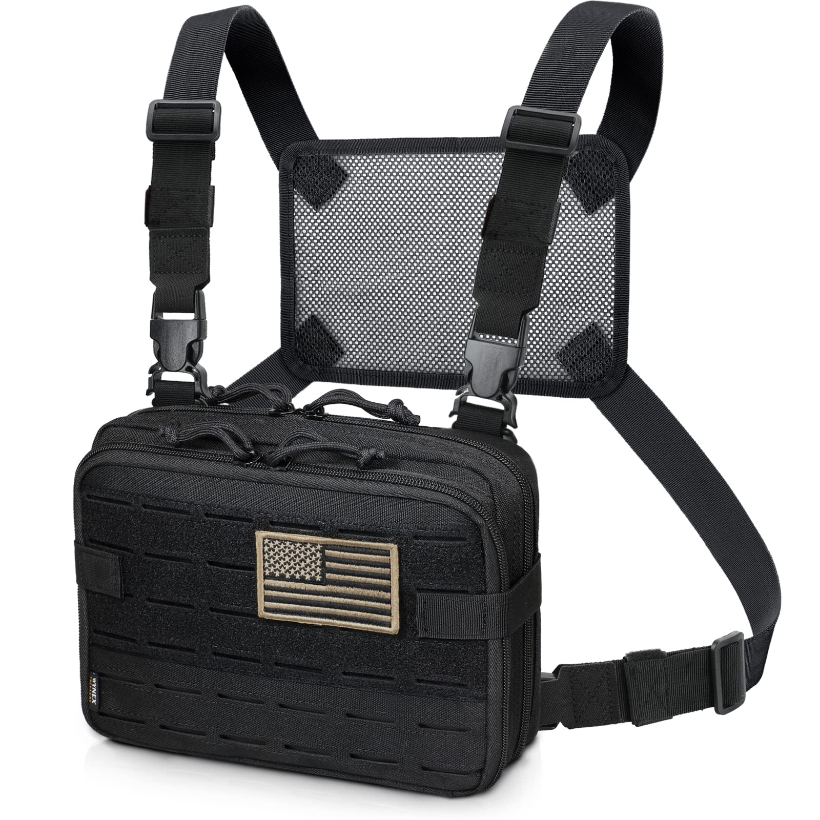 WYNEXTactical Molle Admin Pouch of Laser Cut Design, Utility Pouches Molle Attachment Military Medical EMT Organizer with Map Pocket EDC EMT Pack IFAK Tool Holder Universal U.S.A Patch Included