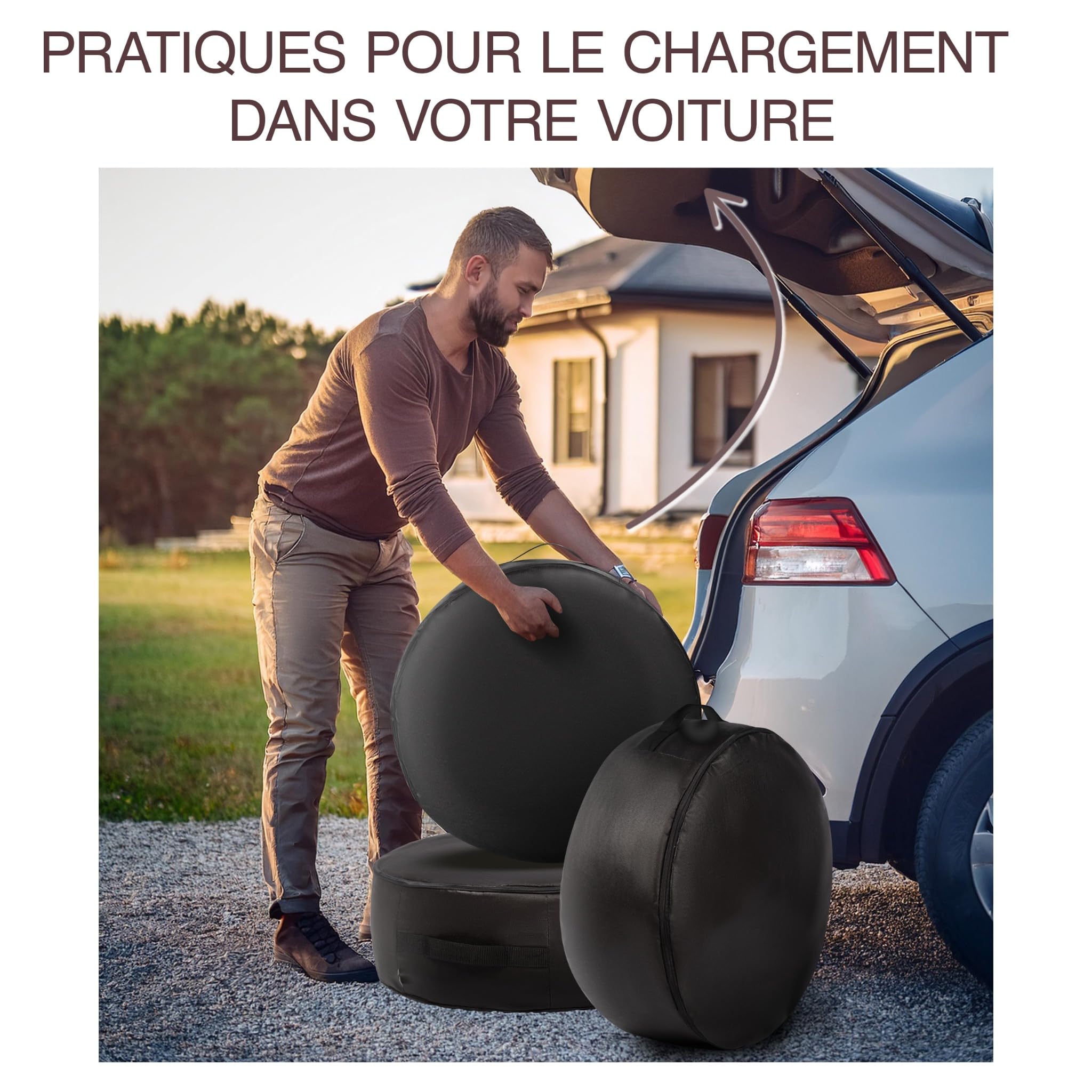 Lot de 4 Housses de Rangement pour Pneus et Roues Taille 3XL - Enveloppe Imperméable et Résistante pour Le Stockage - Sac à Pneus pour Roue de Secours - Protection Jantes Voiture