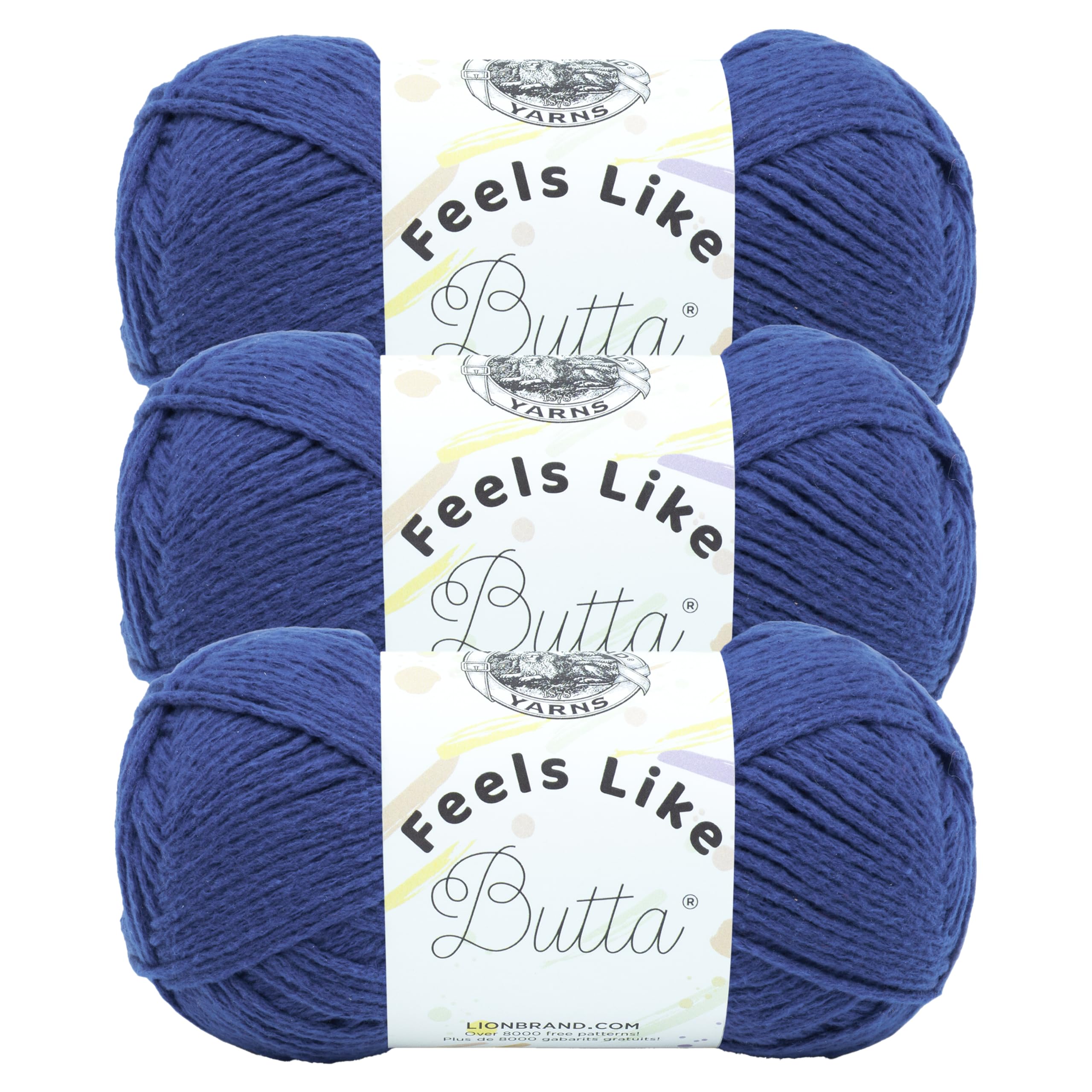 Lion Brand Yarn Company Blue (3 Pack) Lion Brand Yarn 215-109P Feels Like Butta Yarn, Royal