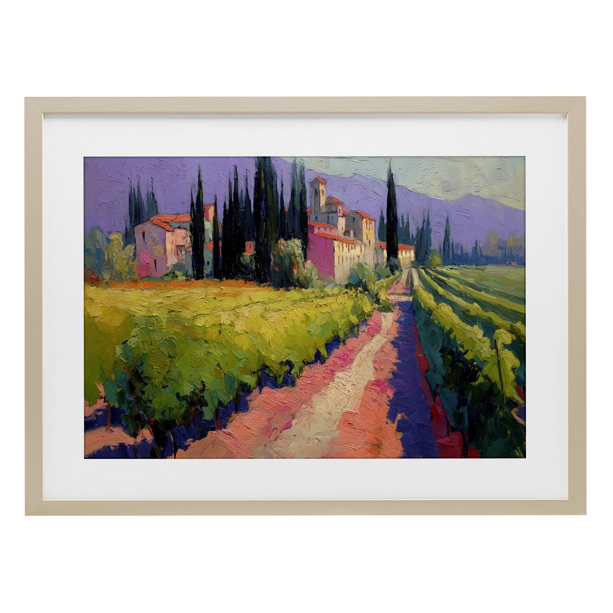 'Purple Mountains Village'| Framed Print Under Glass