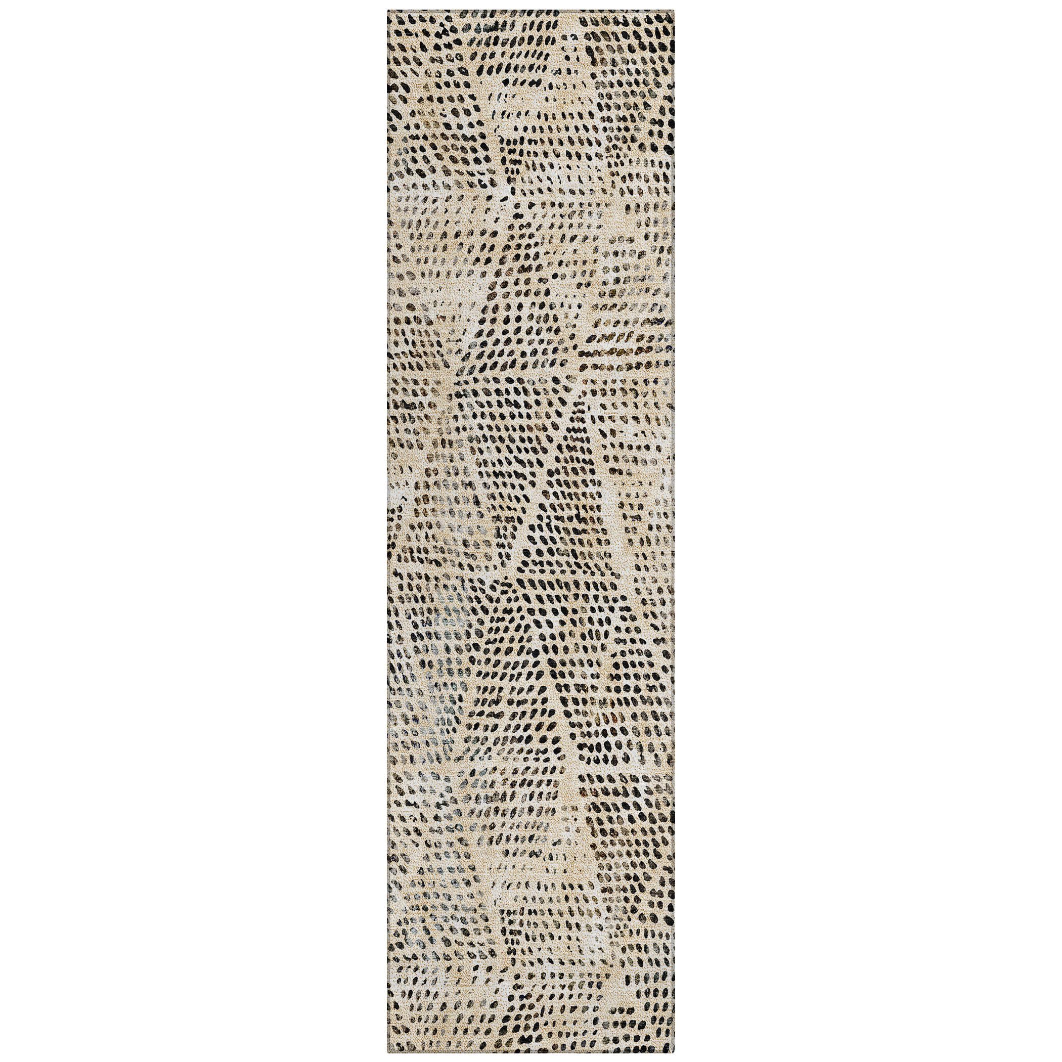 Addison Rugs Chantille ACN591 Beige 2'3" x 7'6" Indoor Outdoor Hallway Runner Rug, Stain Resistant Washable Kitchen Area Carpet for Bathroom, Laundry and Bedroom Rug