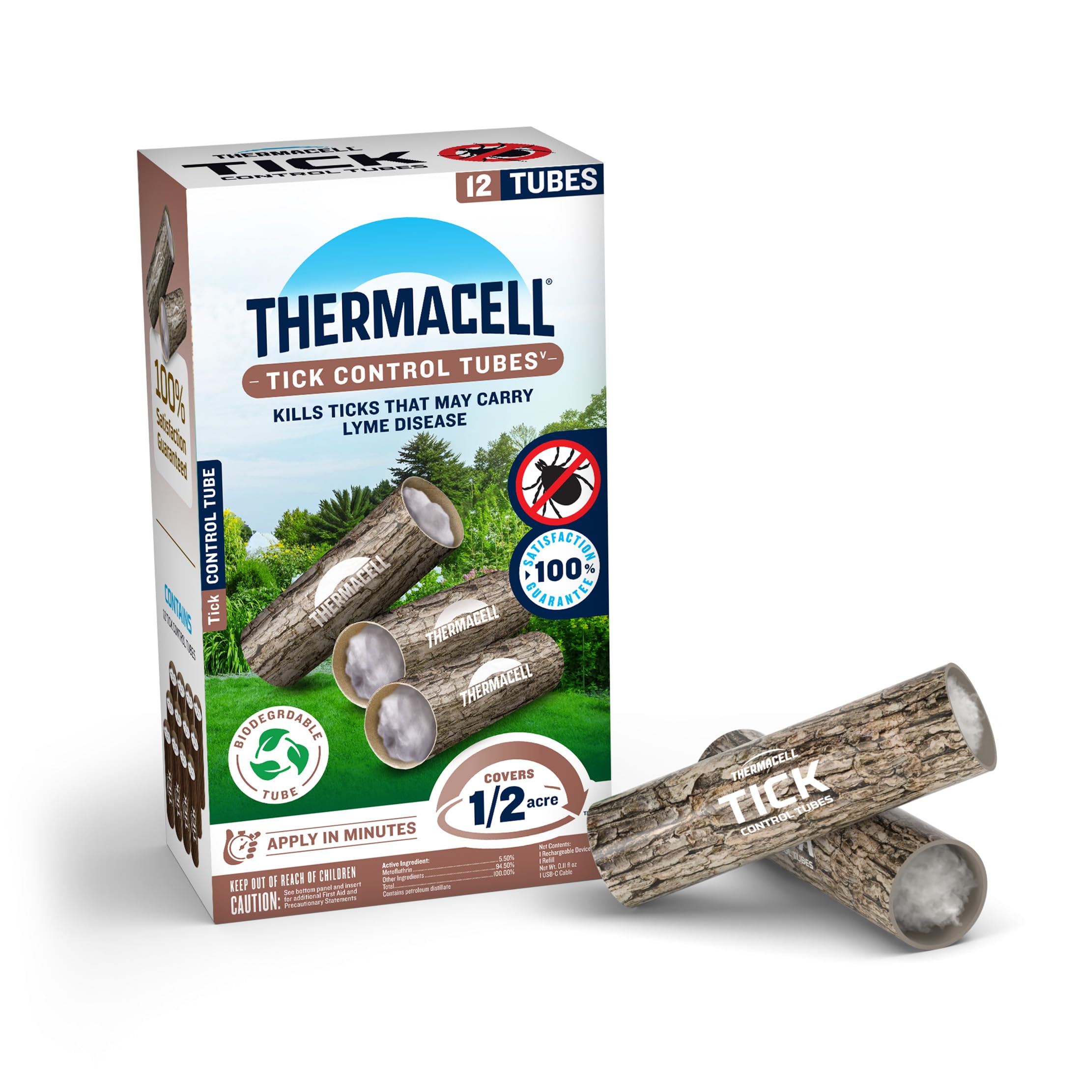 Thermacell Tick Control Tubes; 12 Per Box; No Spray, Easy-to-Use; Kills Ticks That May Carry Lyme Disease; Place in Backyard, Gardens or Wooded Areas Twice a Year; Won't Harm Kids, Pets or Environment, 12 Count (Pack of 1)