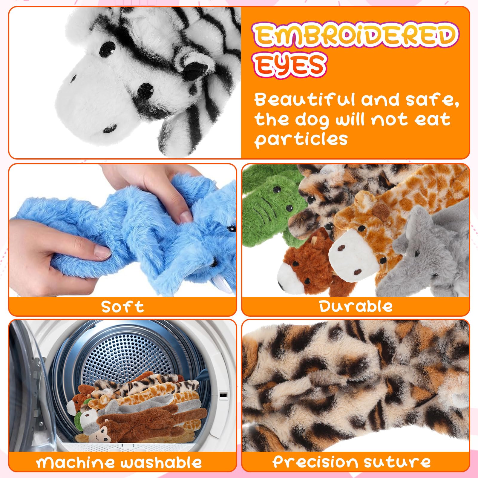Outus 20 juguetes chirriantes para perros a granel sin relleno para masticadores agresivos, juguetes arrugados para perros, juguetes chirriantes para dentición, juguetes de peluche para perros