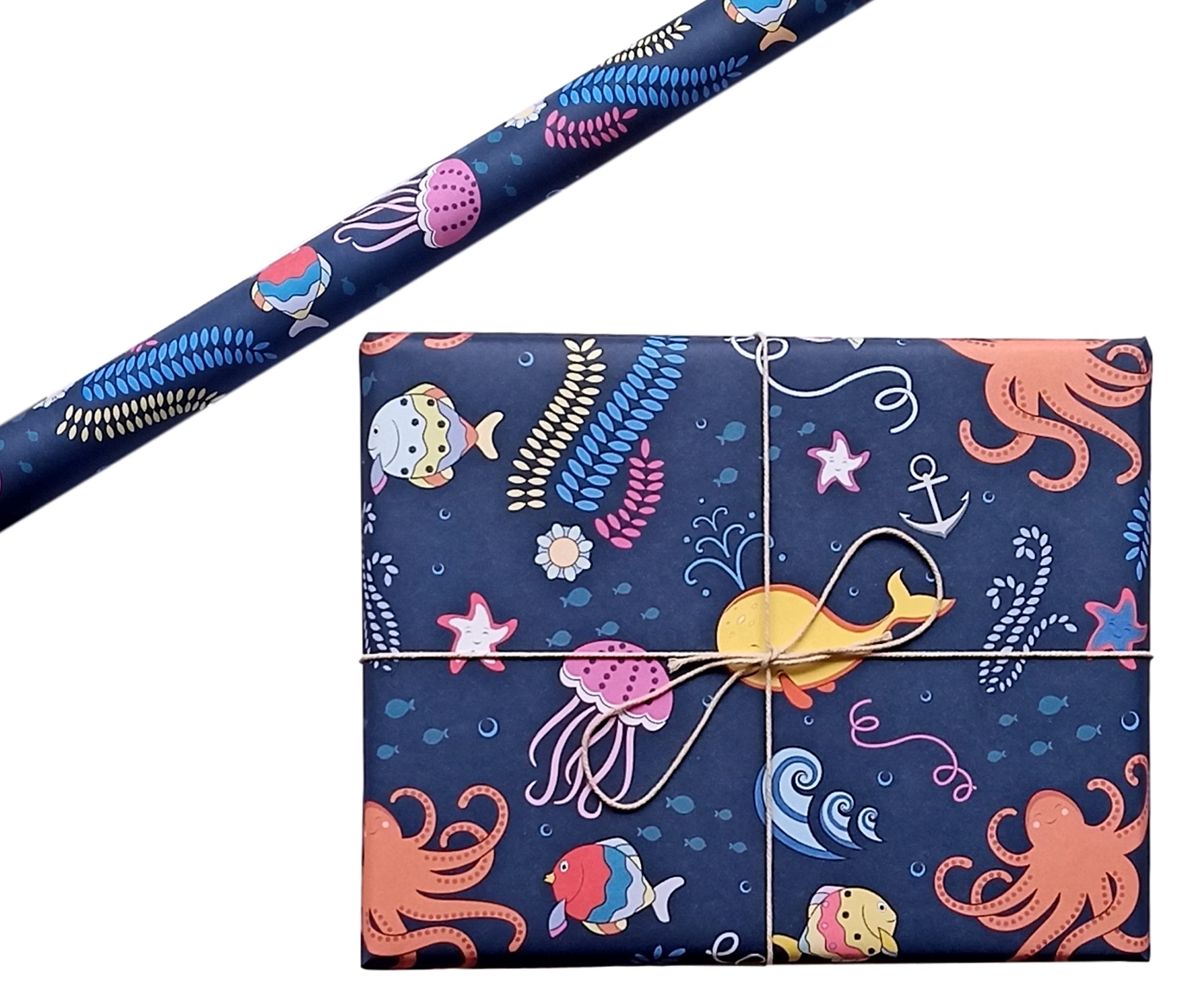 Aakar, Pack of 5, Gift Wrapping Paper Sheet, Gift Paper, Gift Wrap For Birthday (Seashore)