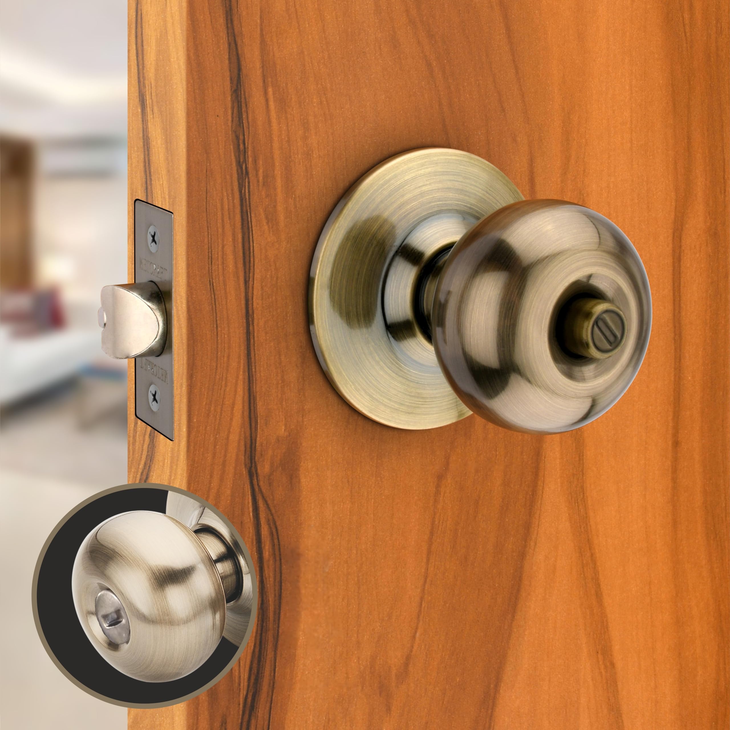 Room Door Knob Lock - with 3 Brass Key Cylindrical Lock for Bedroom/Main Door/Tubular Door Knob/Handle (Silver Matt, 60 mm Backset) — Amazon image 10