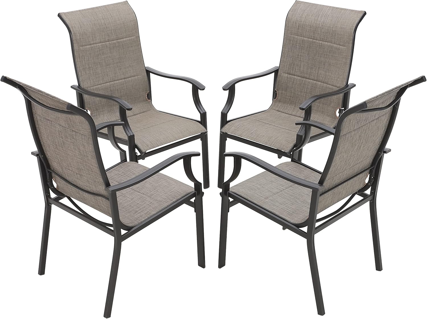 MFSTUDIO Patio Dining Chairs Padded Metal Chairs Mesh Textilene Fabric
