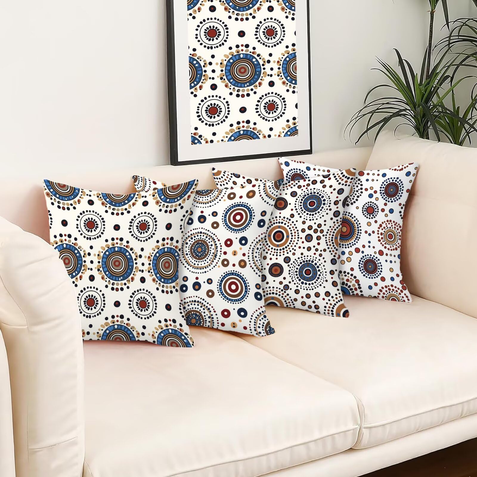 Kissenbezug 55x55 Retro 4er Set Samt Kissenbezüge Mandala Zierkissenbezug Kissenhülle Dekorative Weiche Quadratische Dekokissenbezug Sofakissenbezug Couchkissen für Deko Schlafzimmer Wohnzimmer P-00