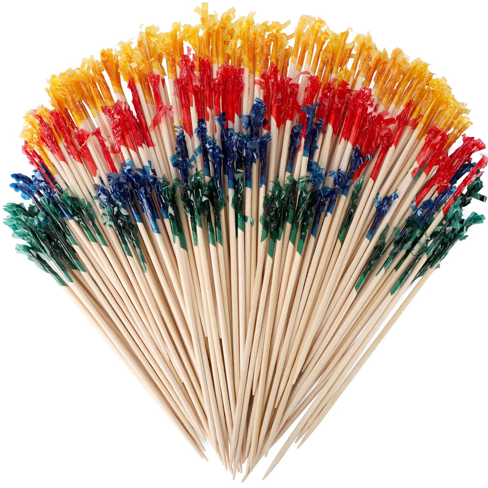 FATLODA 2000PCS Cocktail Picks, Colored Frill Fancy Wooden Toothpicks for Appetizers Sandwich Drinks Fruit, 4 Inch Decorative Bamboo Skewers Food Sticks, Charcuterie Boards Accessories Party Supplies - bar tools and drinkware | Mubboo