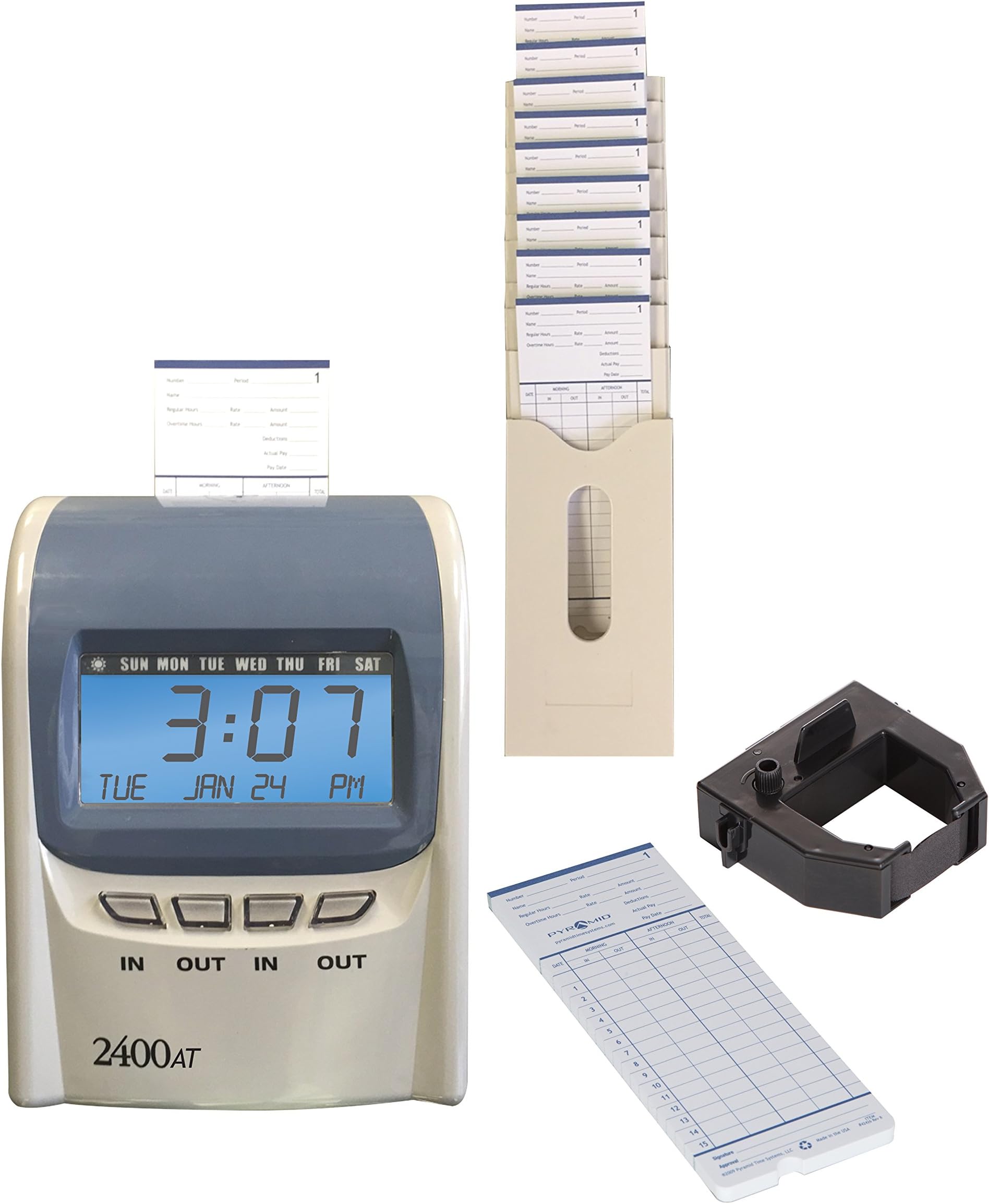 AT-2400 Time Recorder with 25-Cards and 10-Slot Card Rack